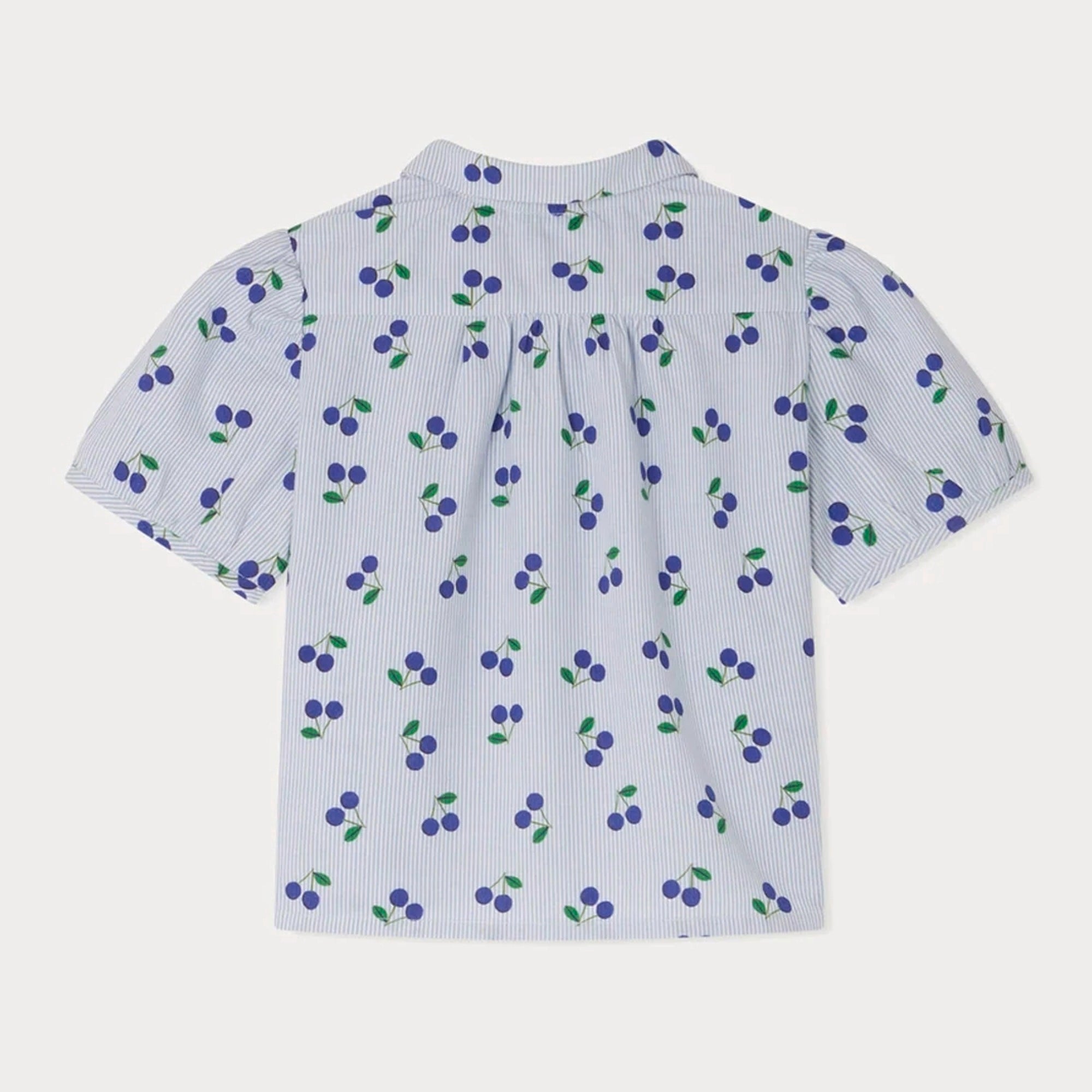 Girls Blue Stripes Cotton Shirt