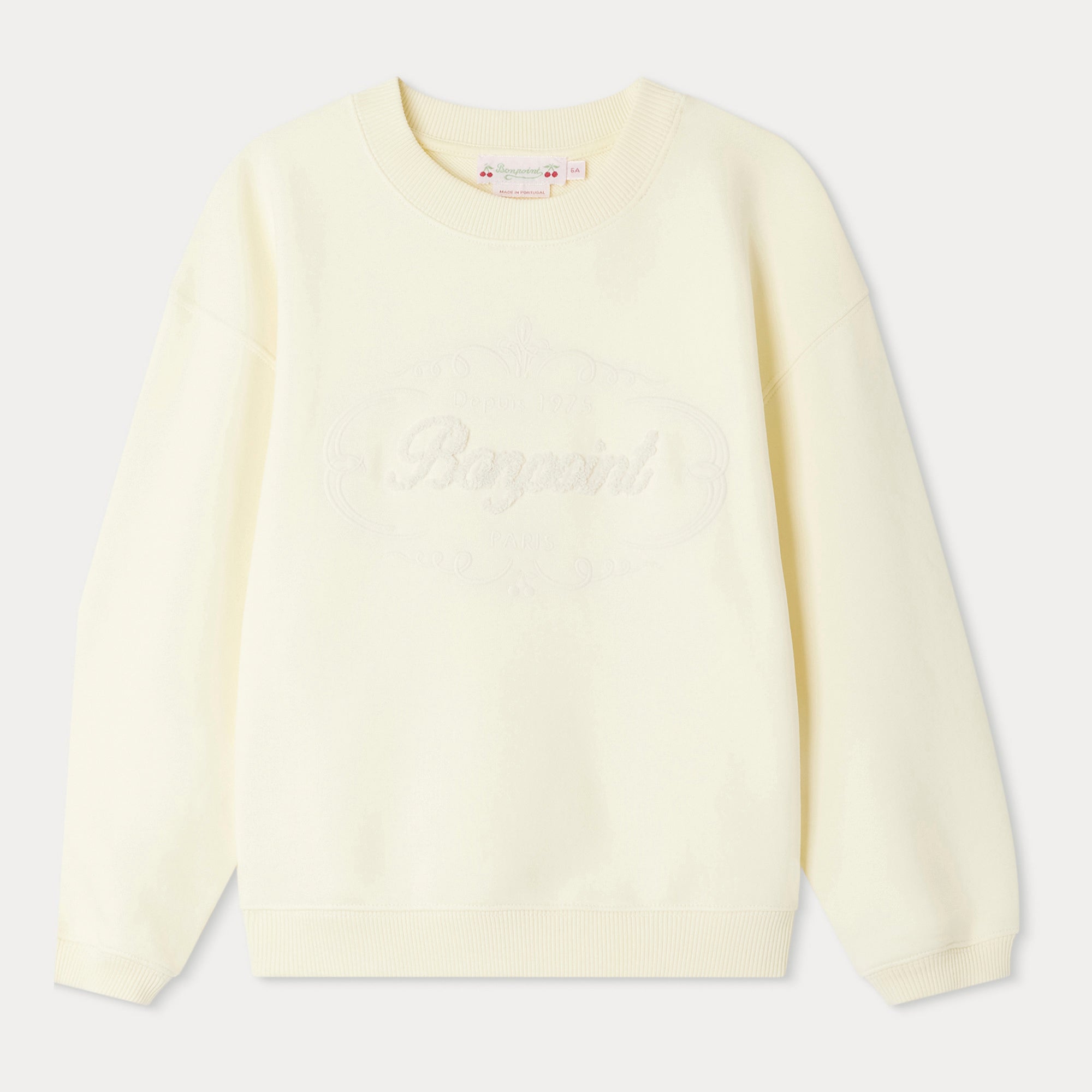 Girls Pale Yellow Logo Cotton Sweatshirt