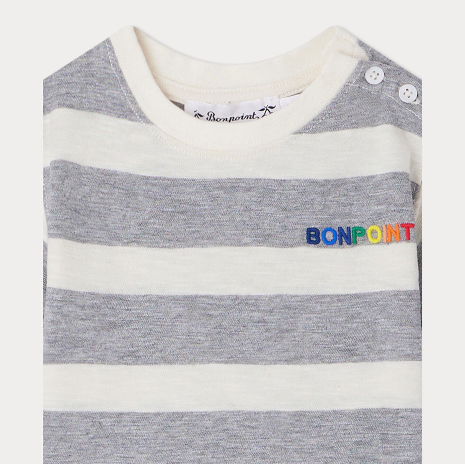 Baby Boys & Girls Grey Stripes Cotton T-Shirt