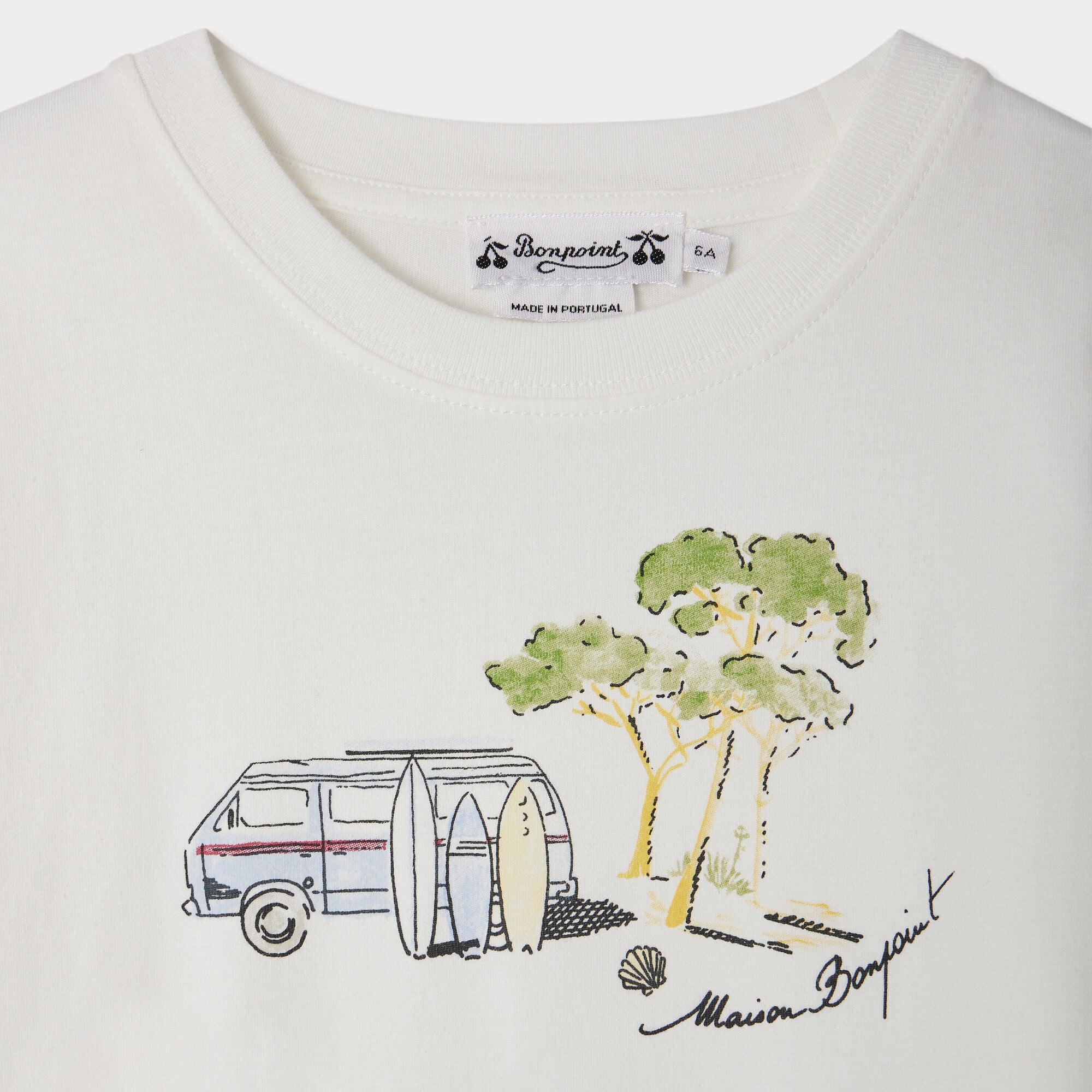 Boys White Printed Cotton T-Shirt