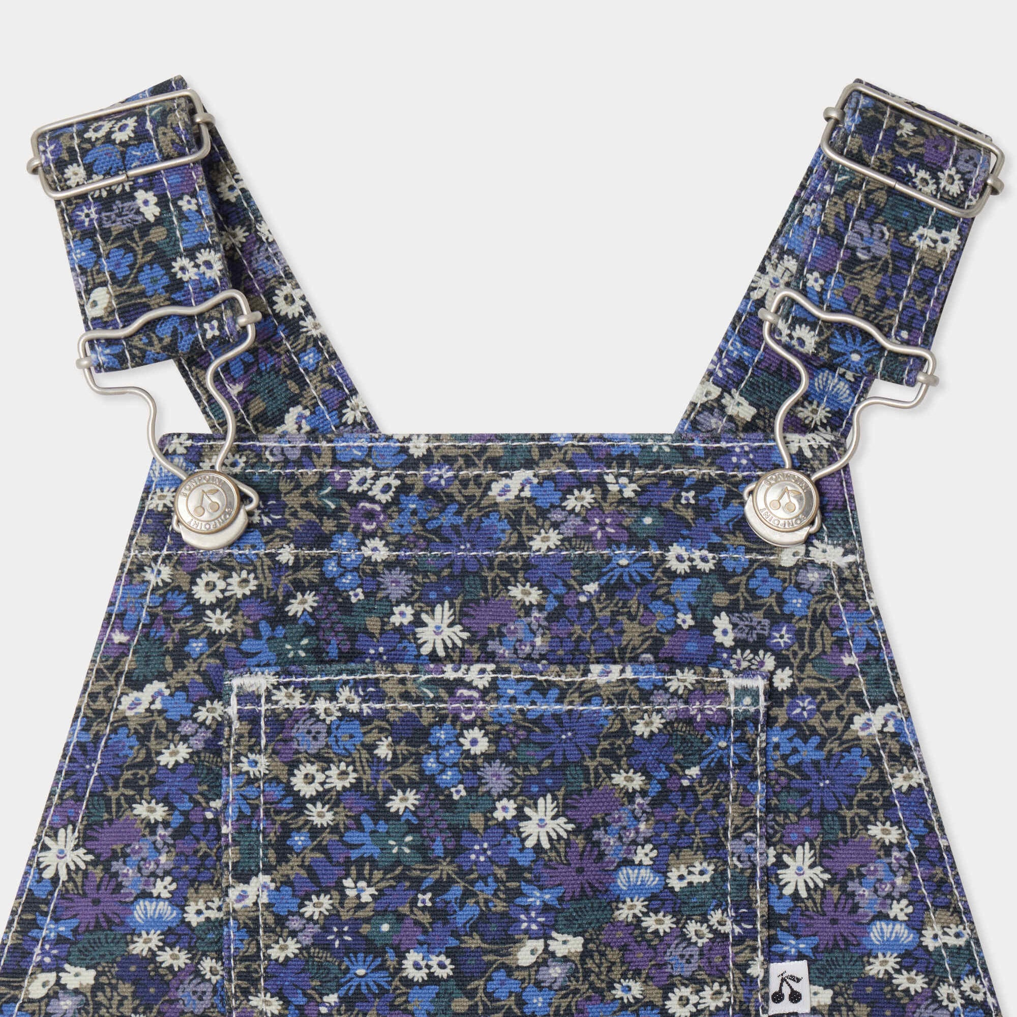 Girls Blue Floral Cotton Jumpsuit