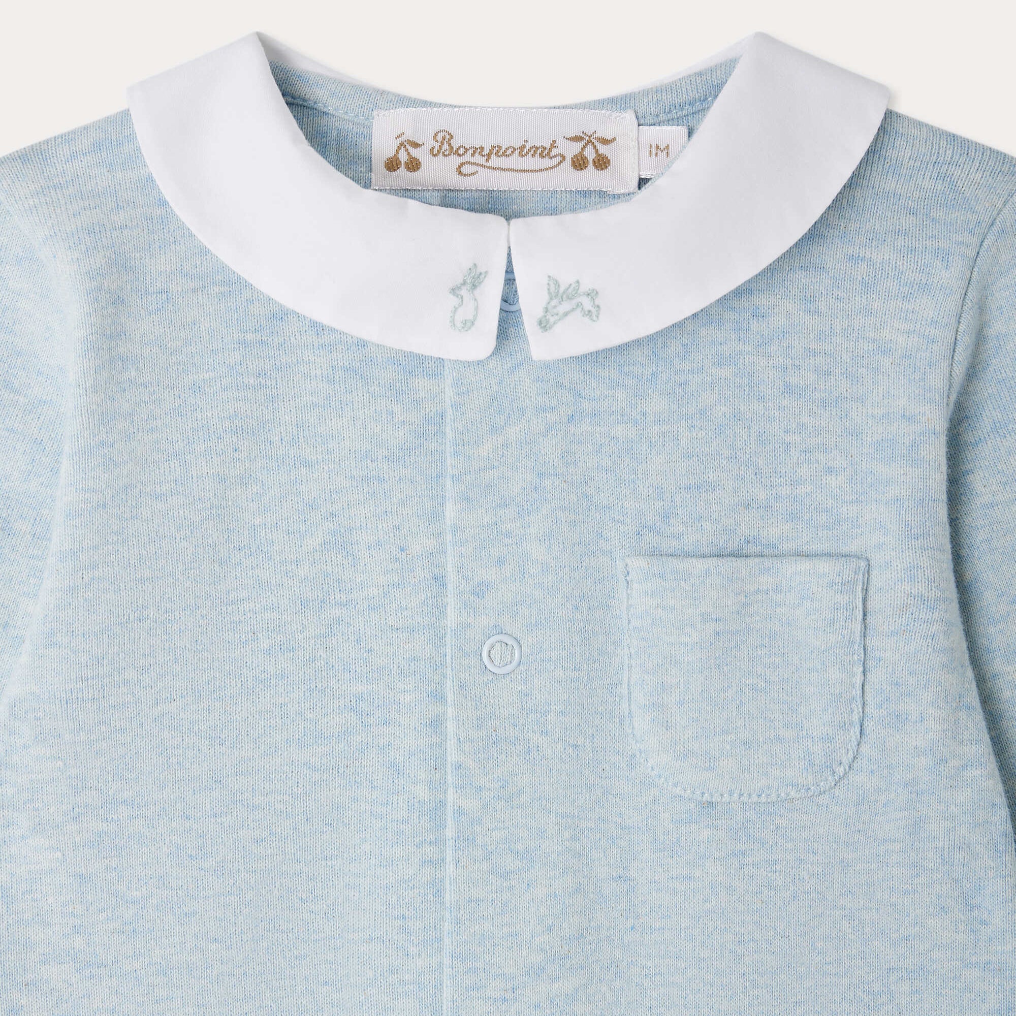 Baby Boys Light Blue Cotton Babysuit