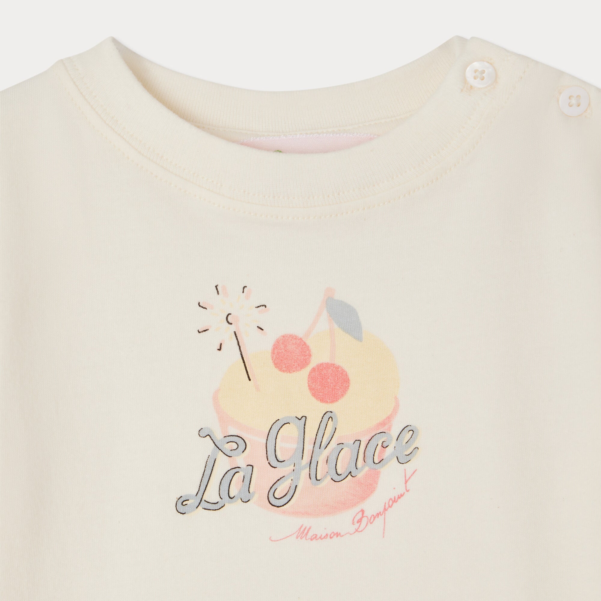 Baby Girls Ivory Printed Cotton T-Shirt
