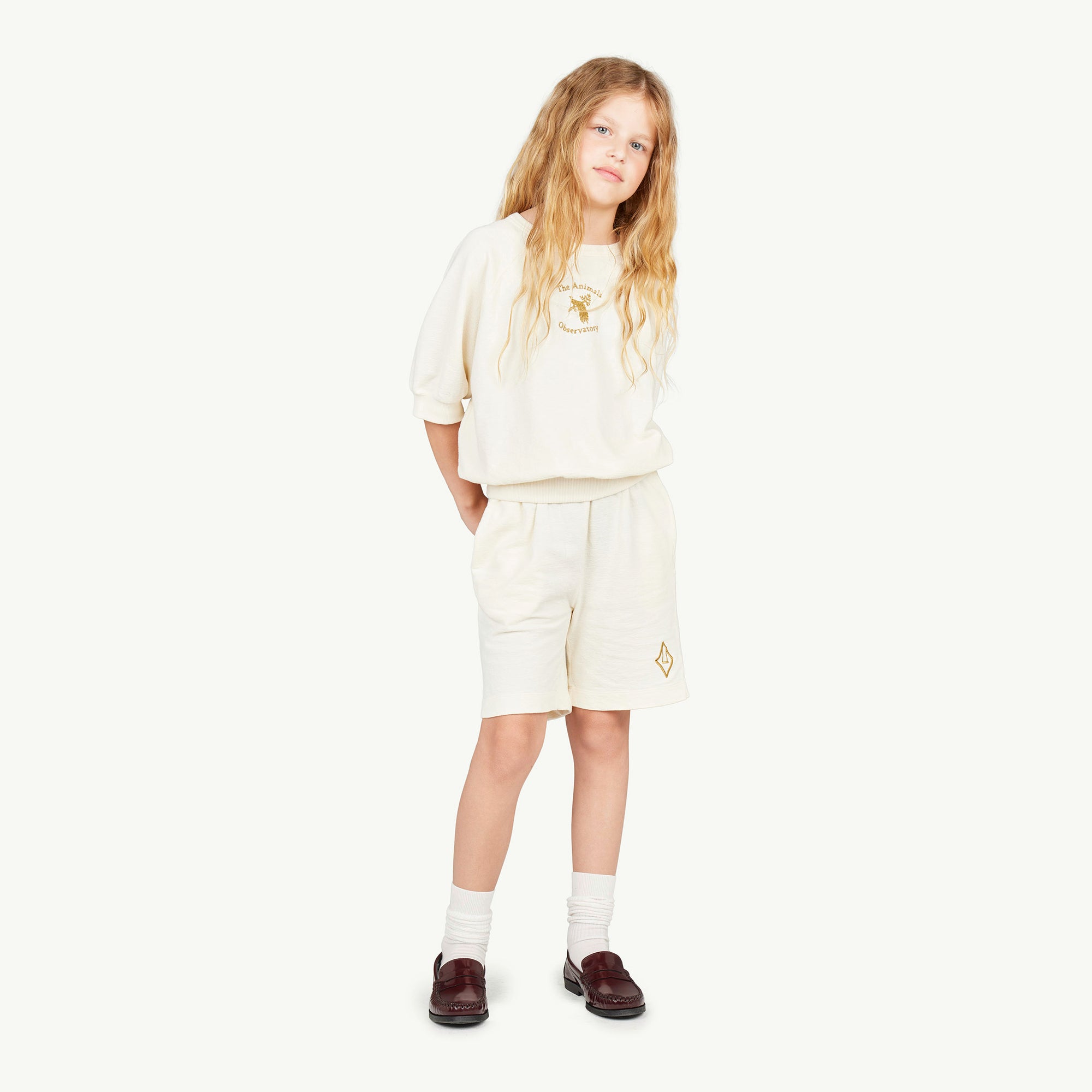 Boys & Girls White Embroidered Cotton Sweatshirt