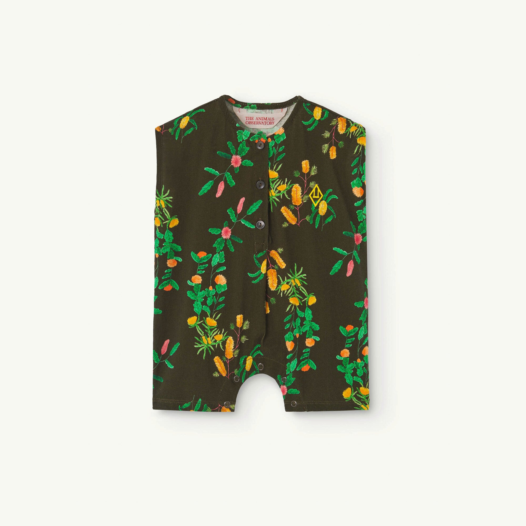 Baby Boys & Girls Dark Brown Flowers Cotton Babysuit