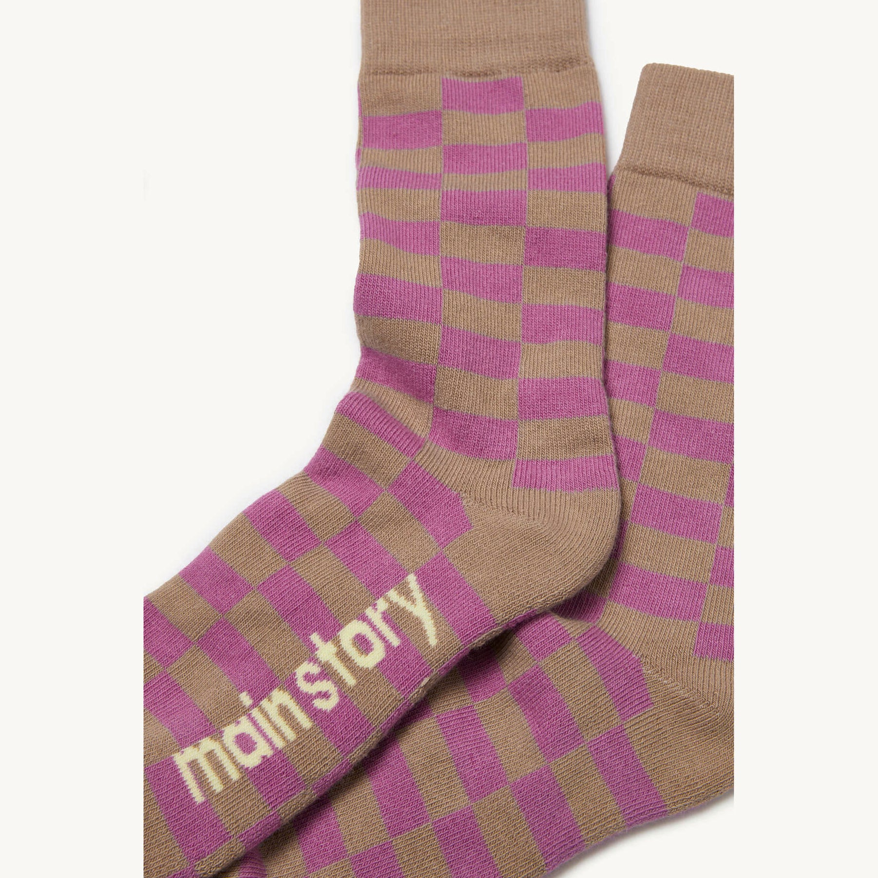 Boys & Girls Brown Check Cotton Socks