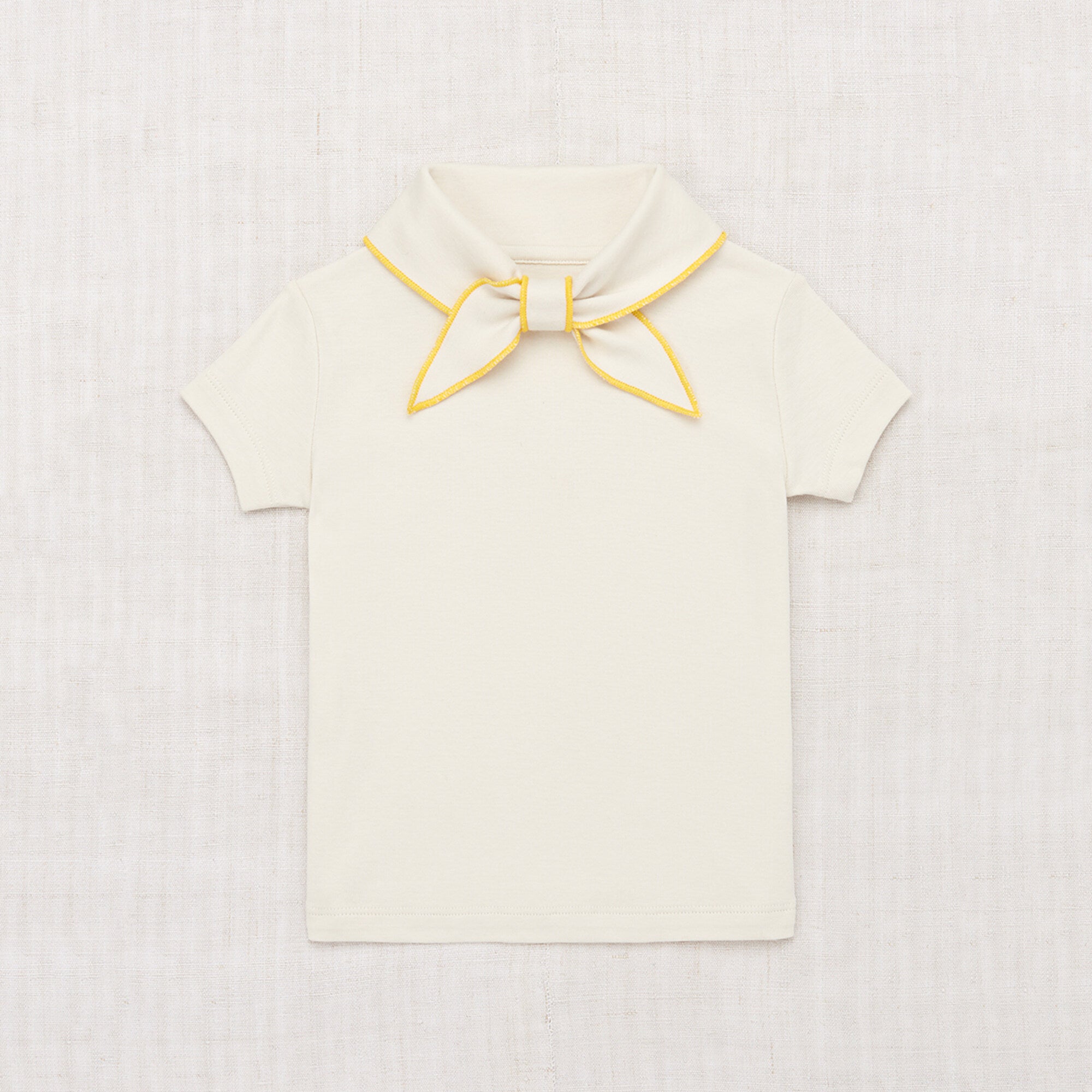 Girls White Bow Cotton T-Shirt