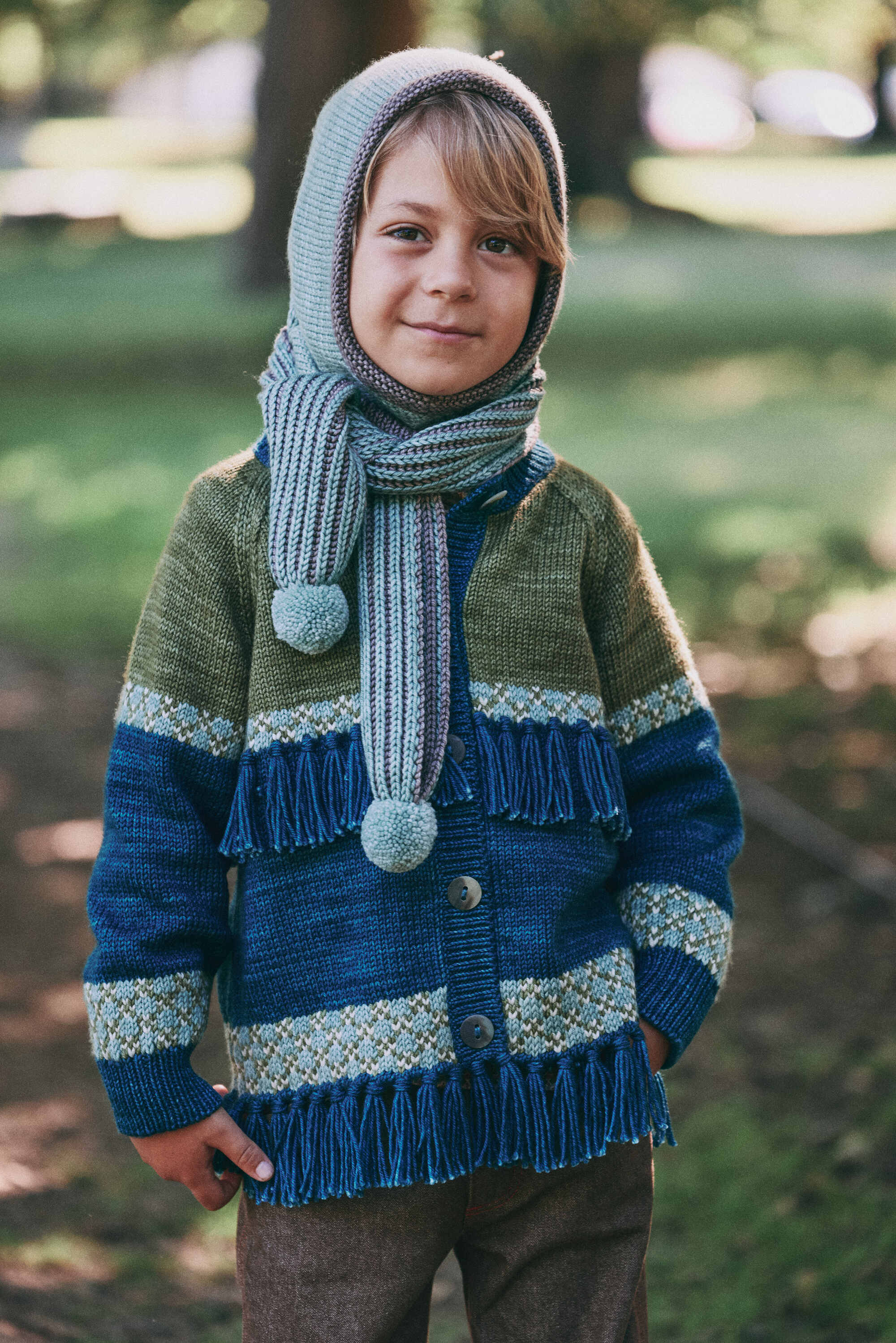 Boys & Girls Blue Tassel Wool Jacket