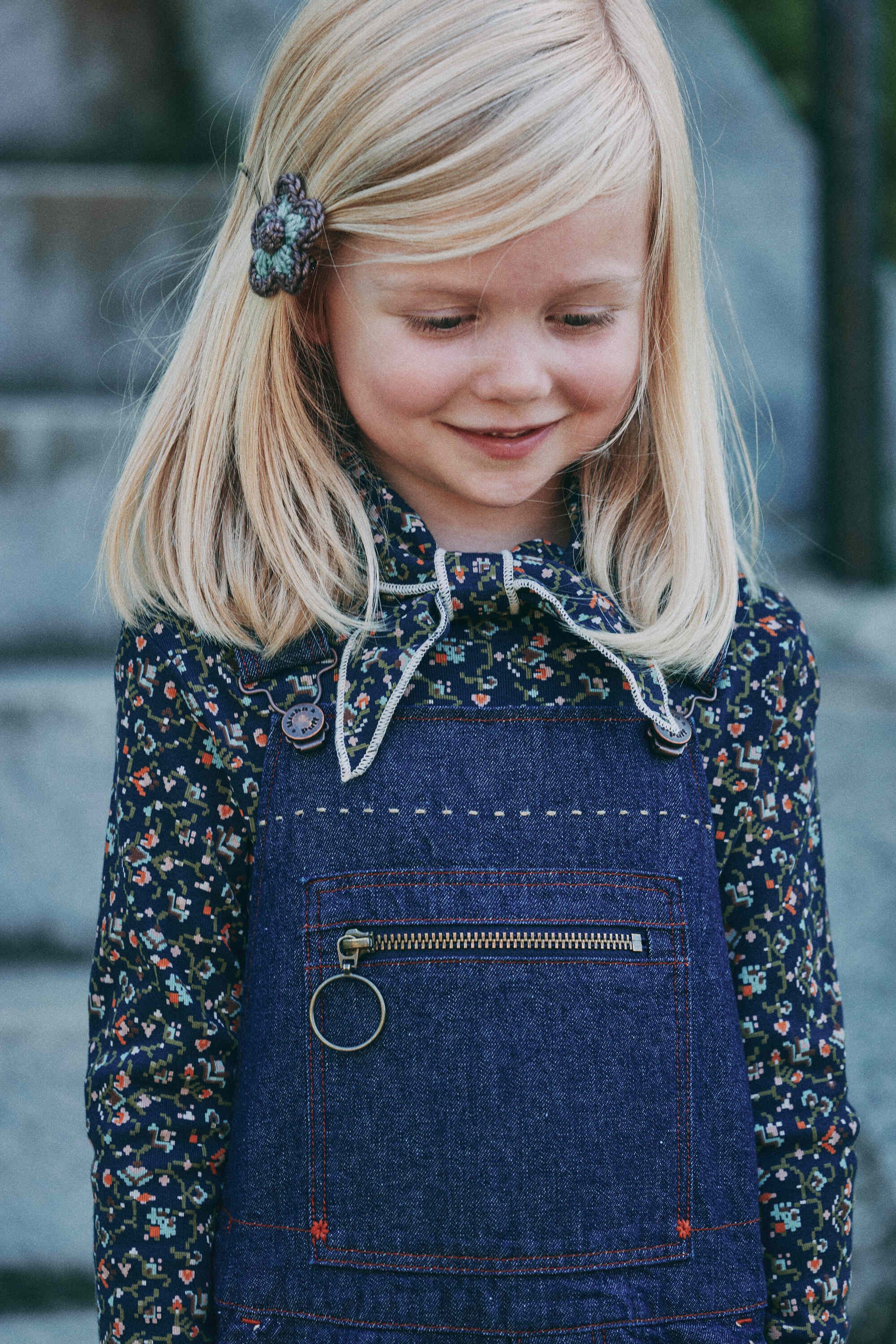 Boys & Girls Dark Blue Pattern Cotton Top
