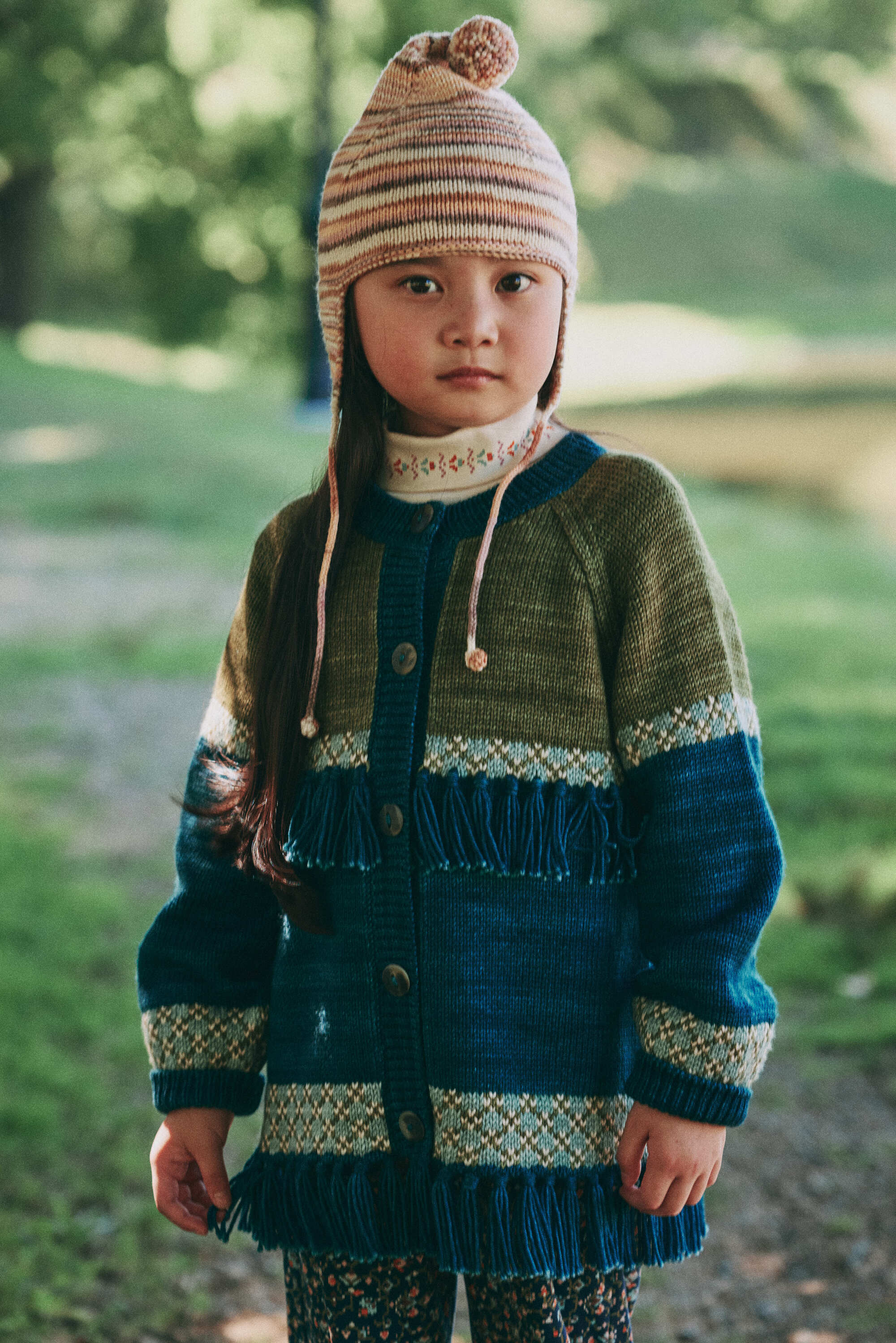 Boys & Girls Blue Tassel Wool Jacket