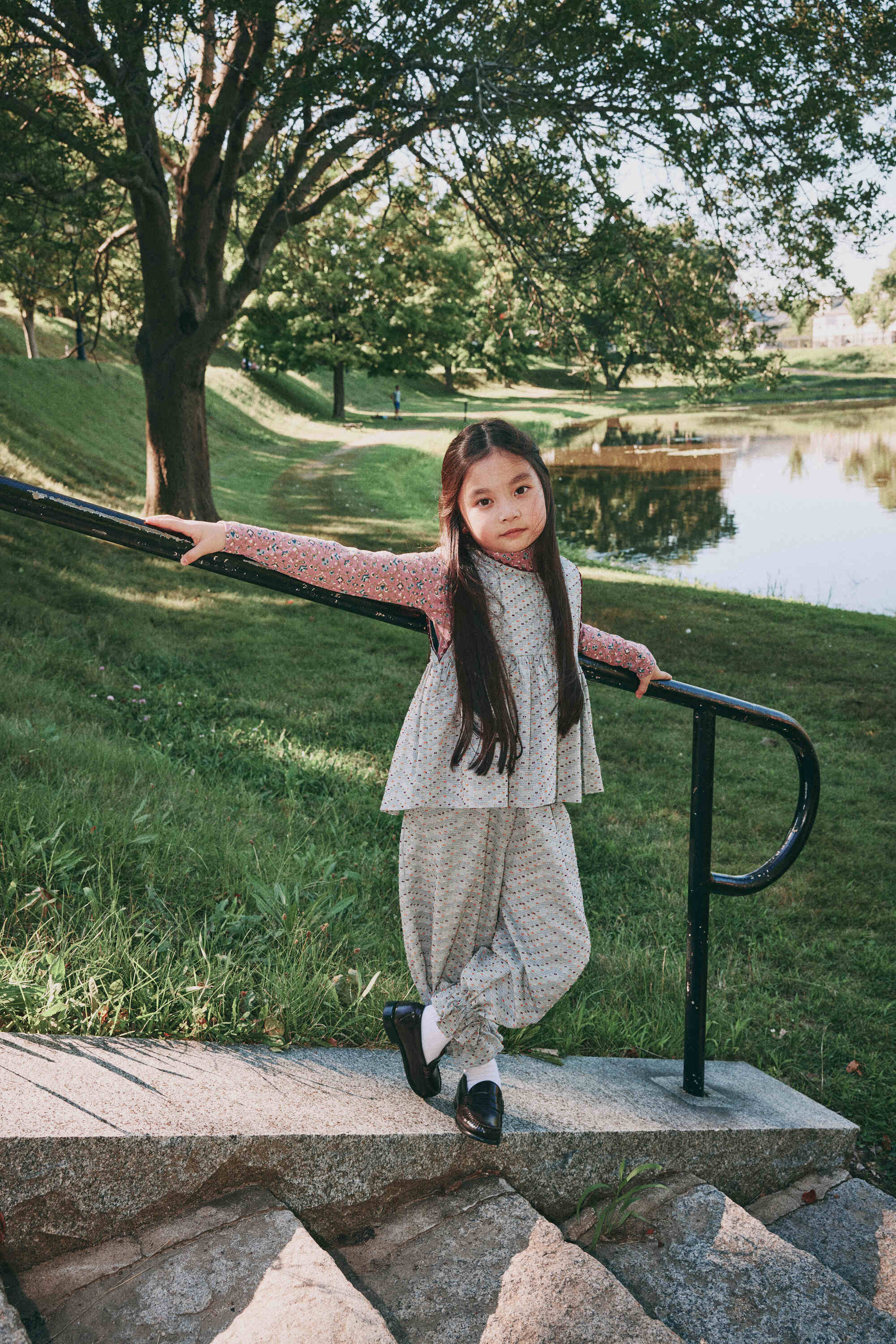 Girls Light Blue Cotton Trousers