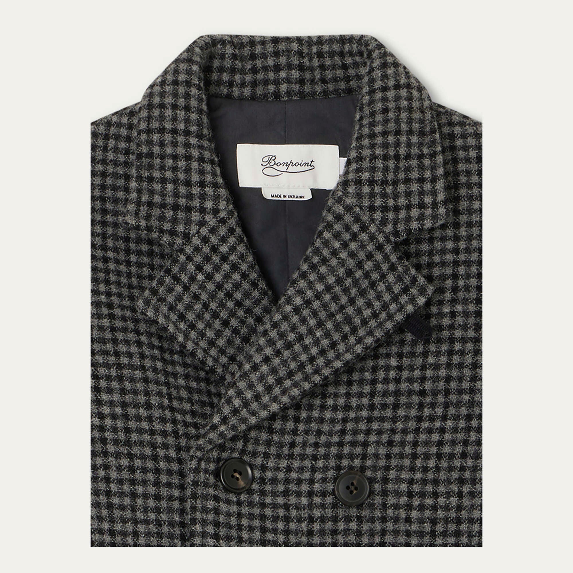 Boys & Girls Grey Check Wool Coat