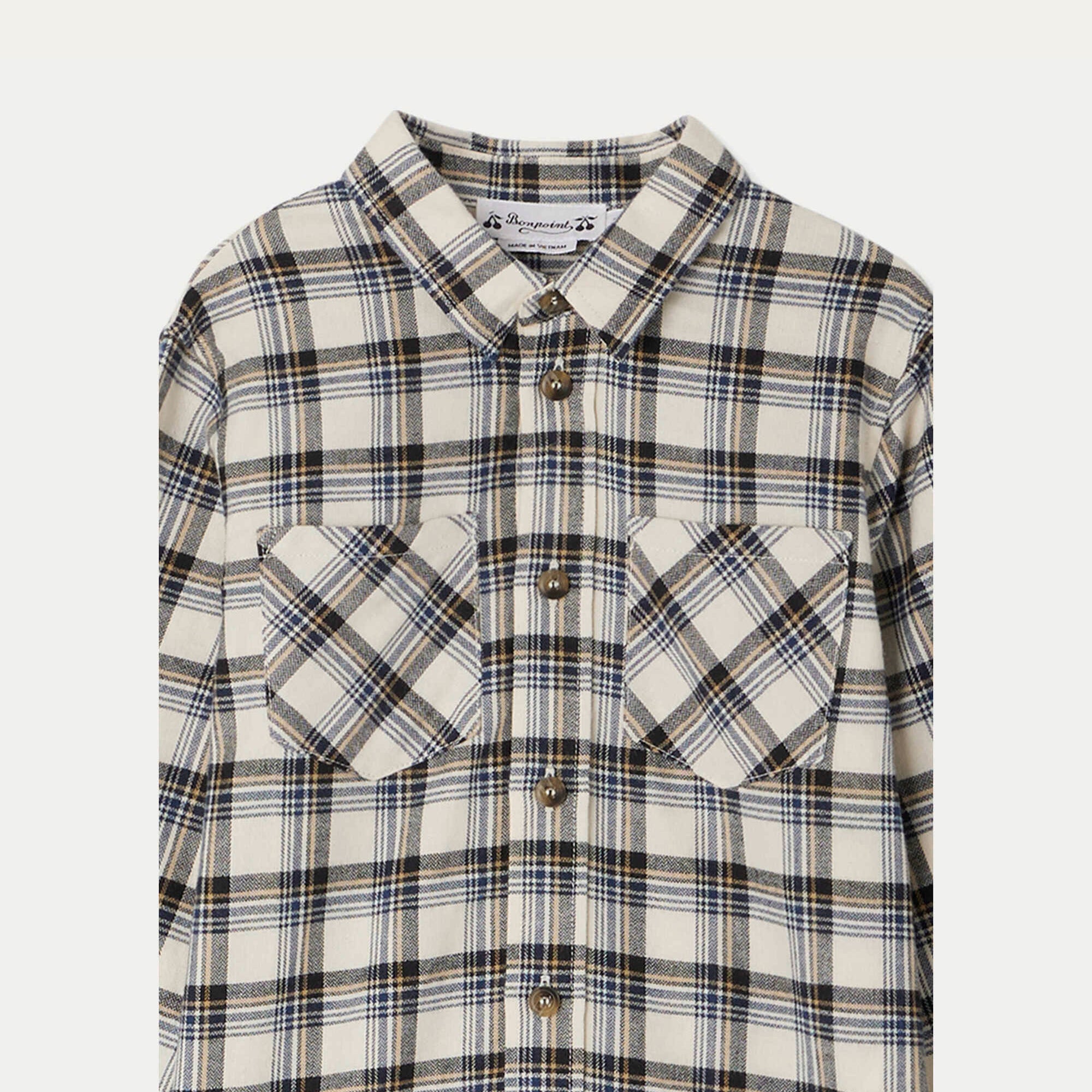 Boys Beige Check Cotton Shirt