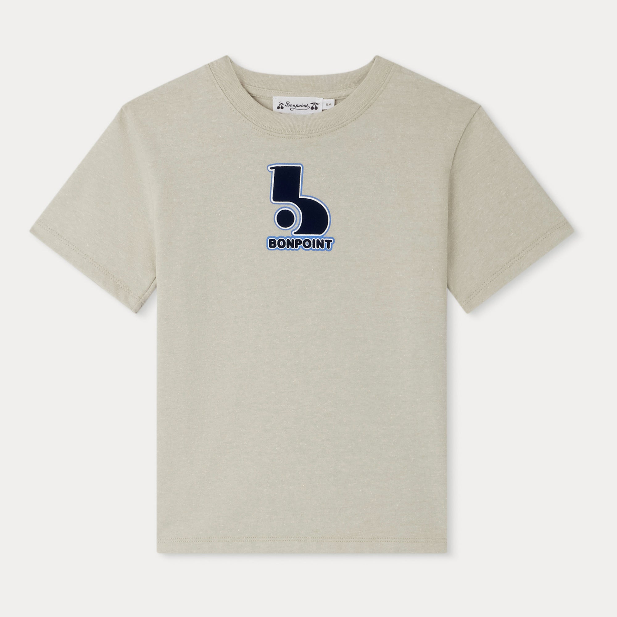 Boys Beige Logo Cotton T-Shirt