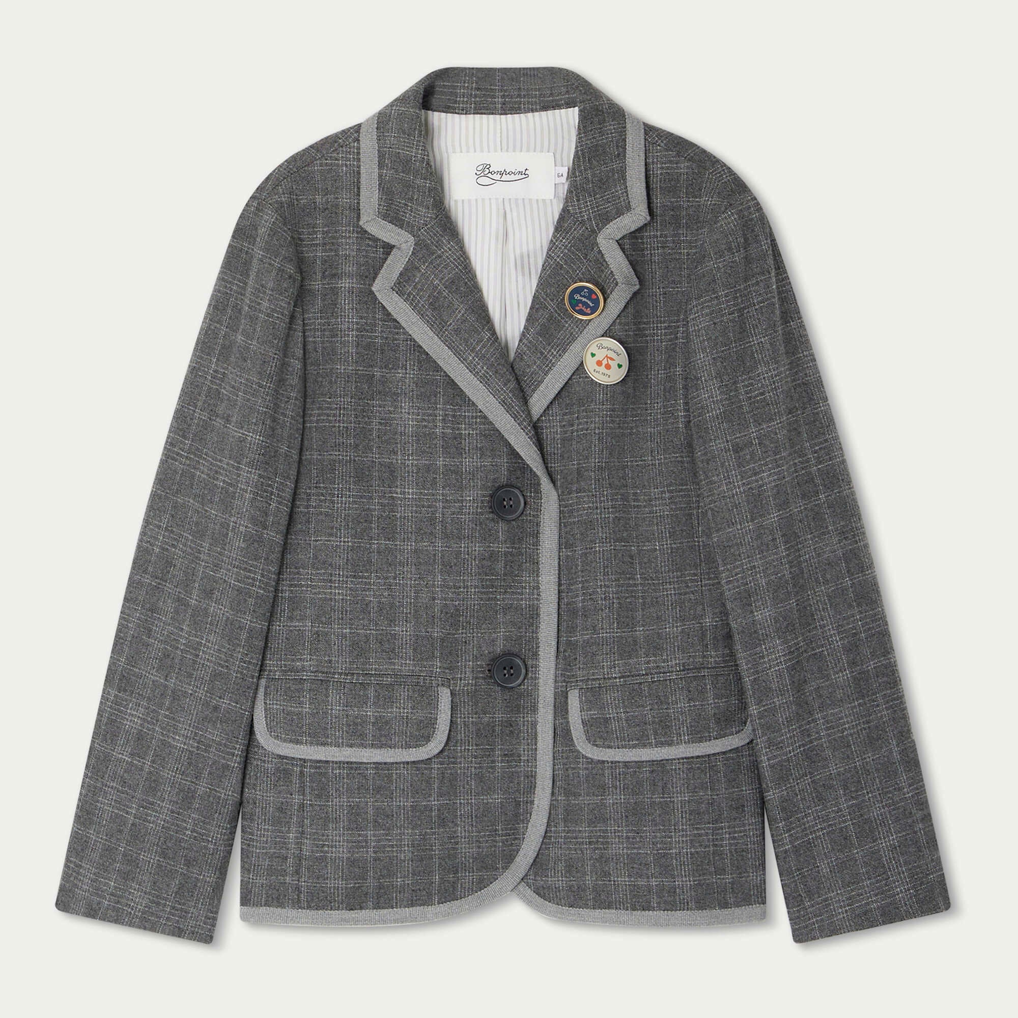 Girls Grey Check Suit Coat