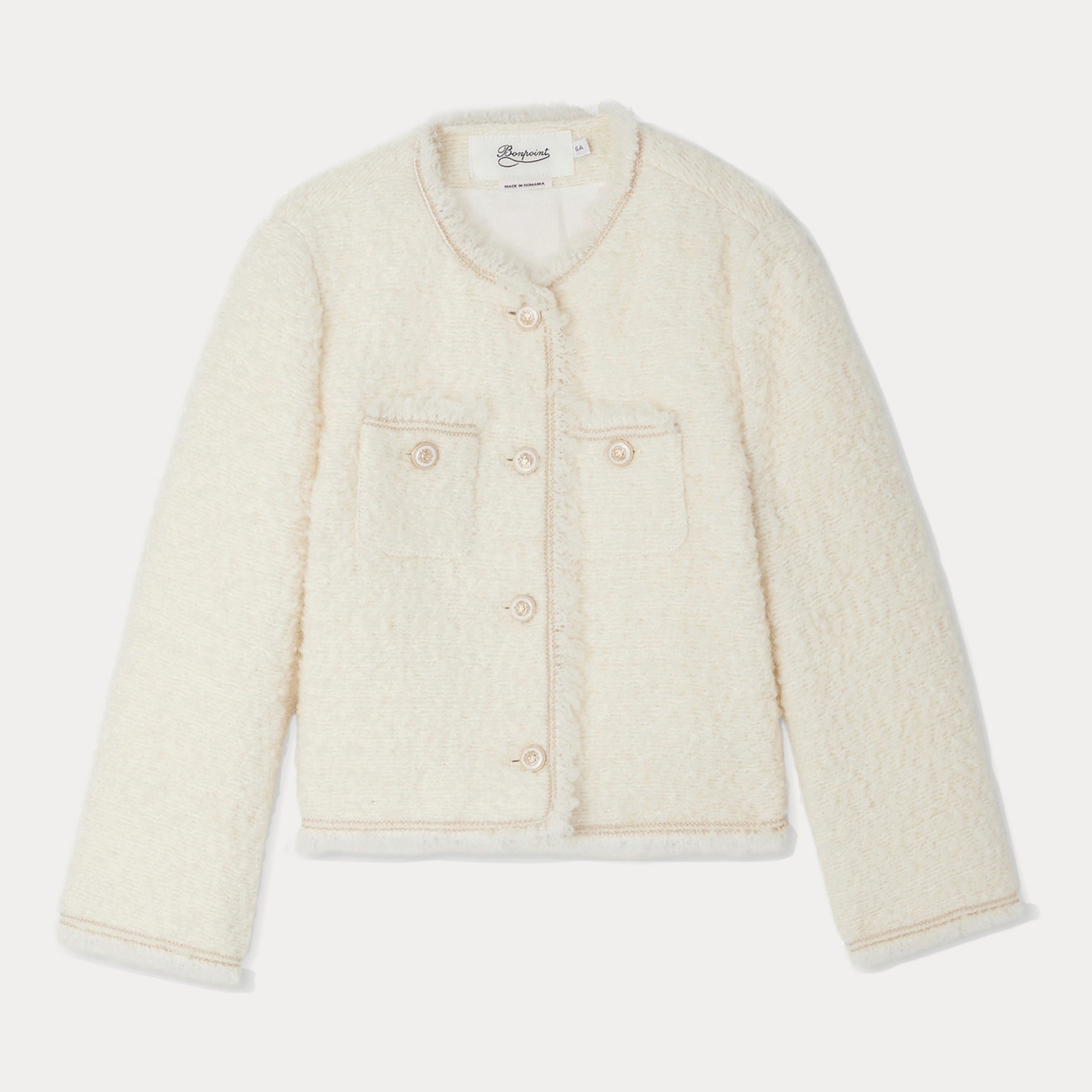 Girls Ivory Wool Jacket