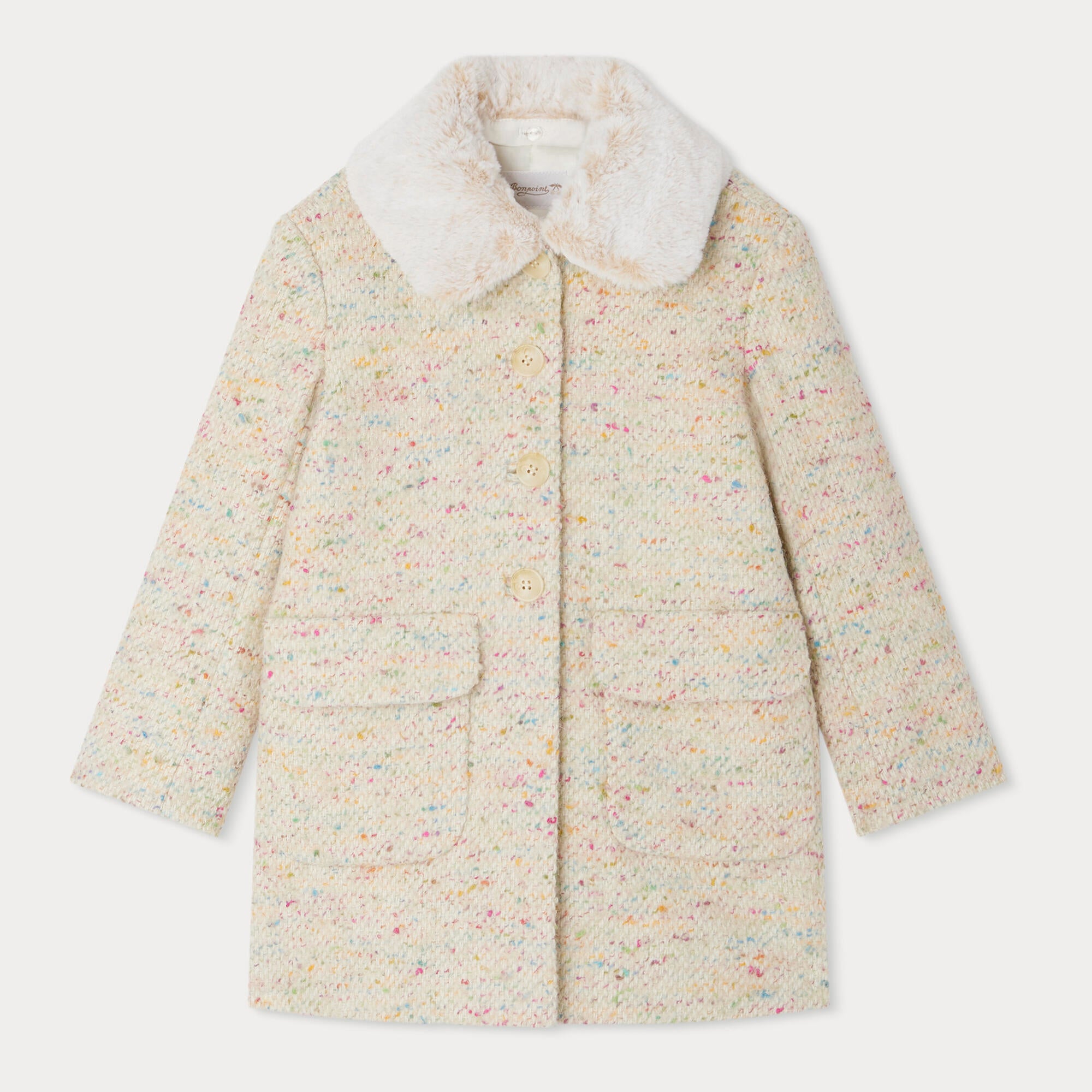 Girls Multicolor Wool Coat