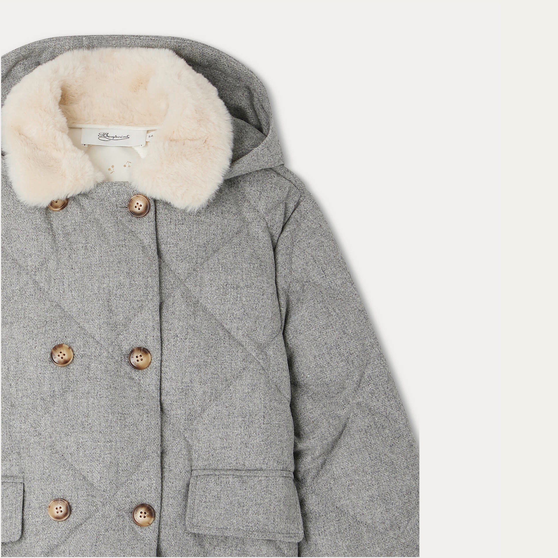 Girls Grey Padded Down Jacket