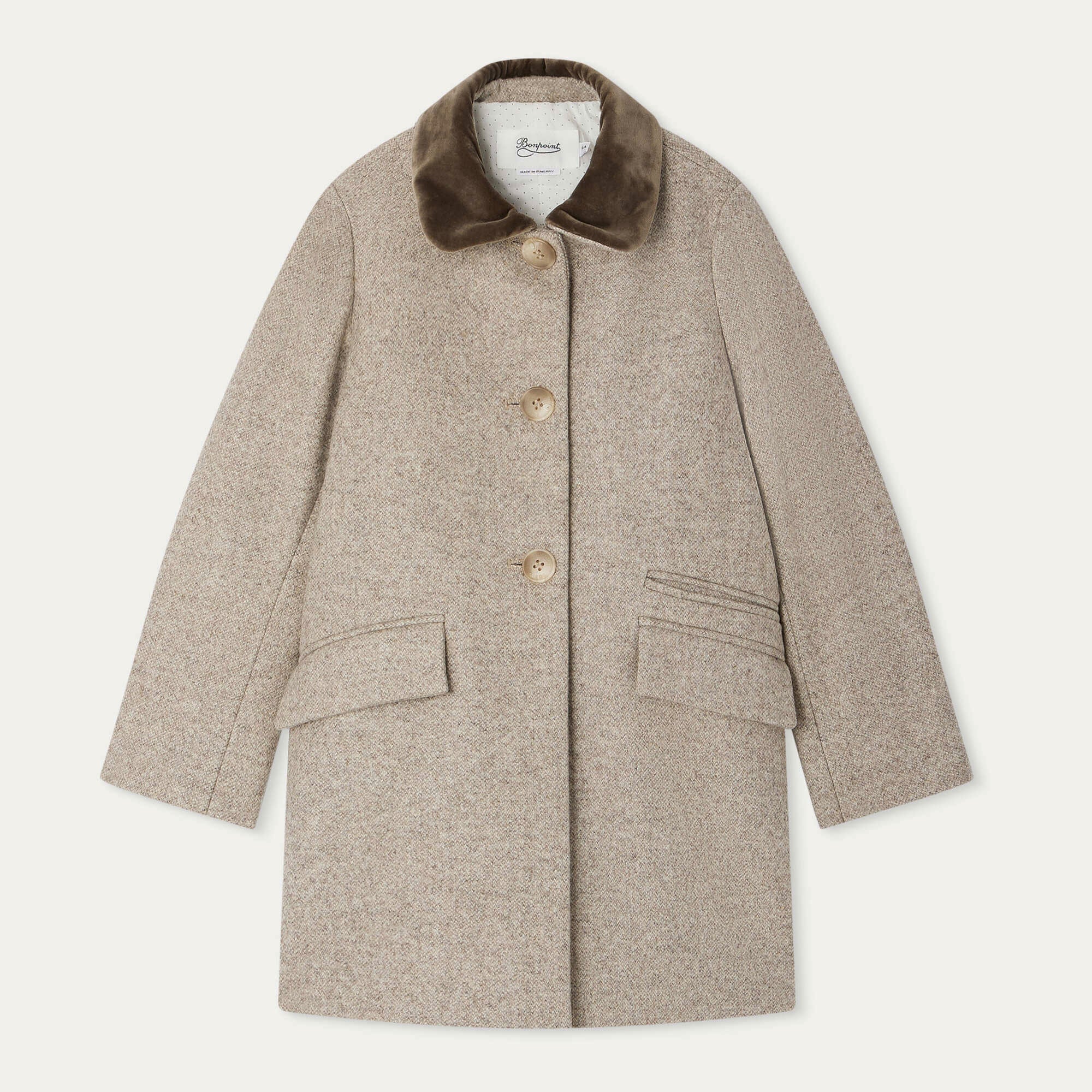 Girls Beige Wool Coat