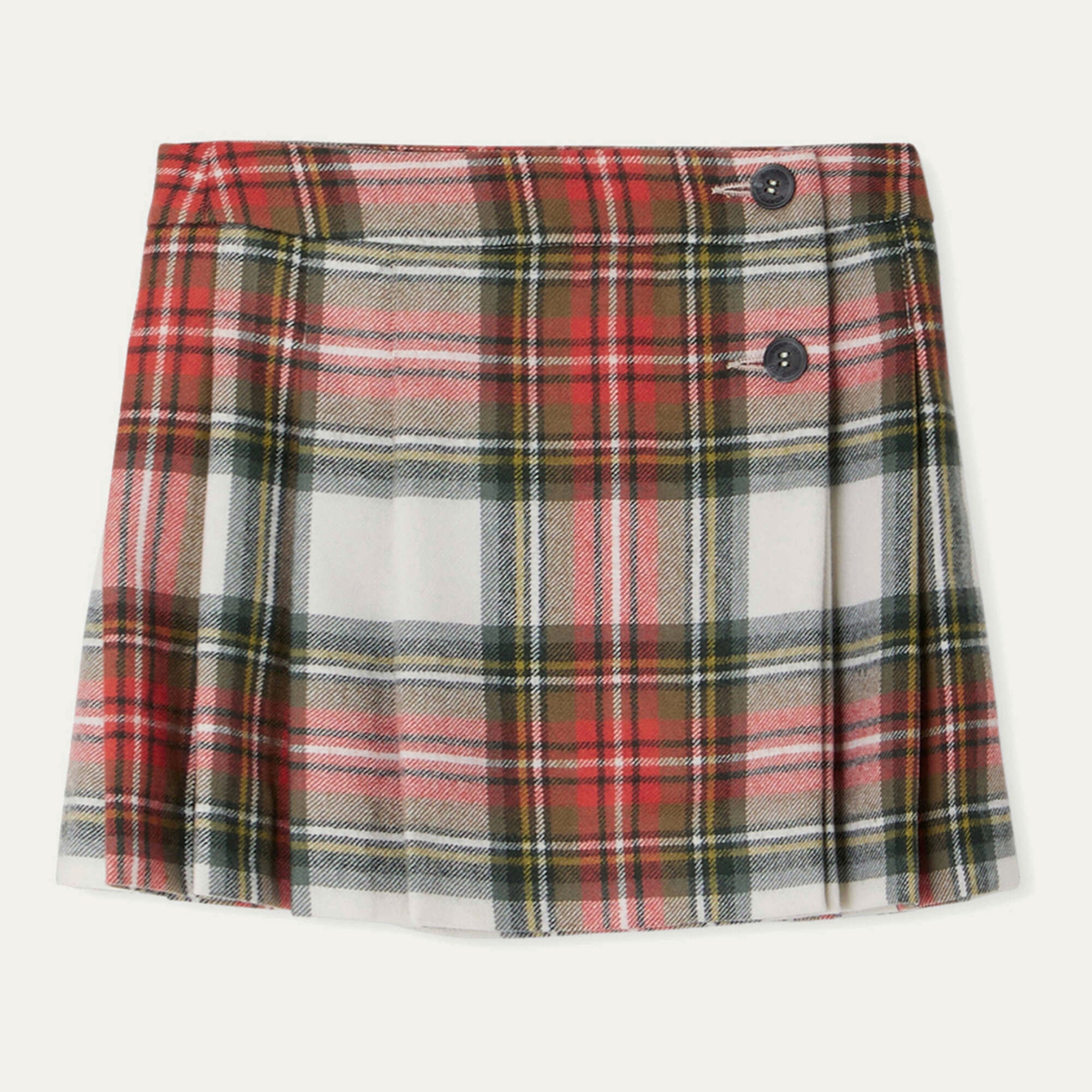 Girls Multicolor Check Wool Skirt