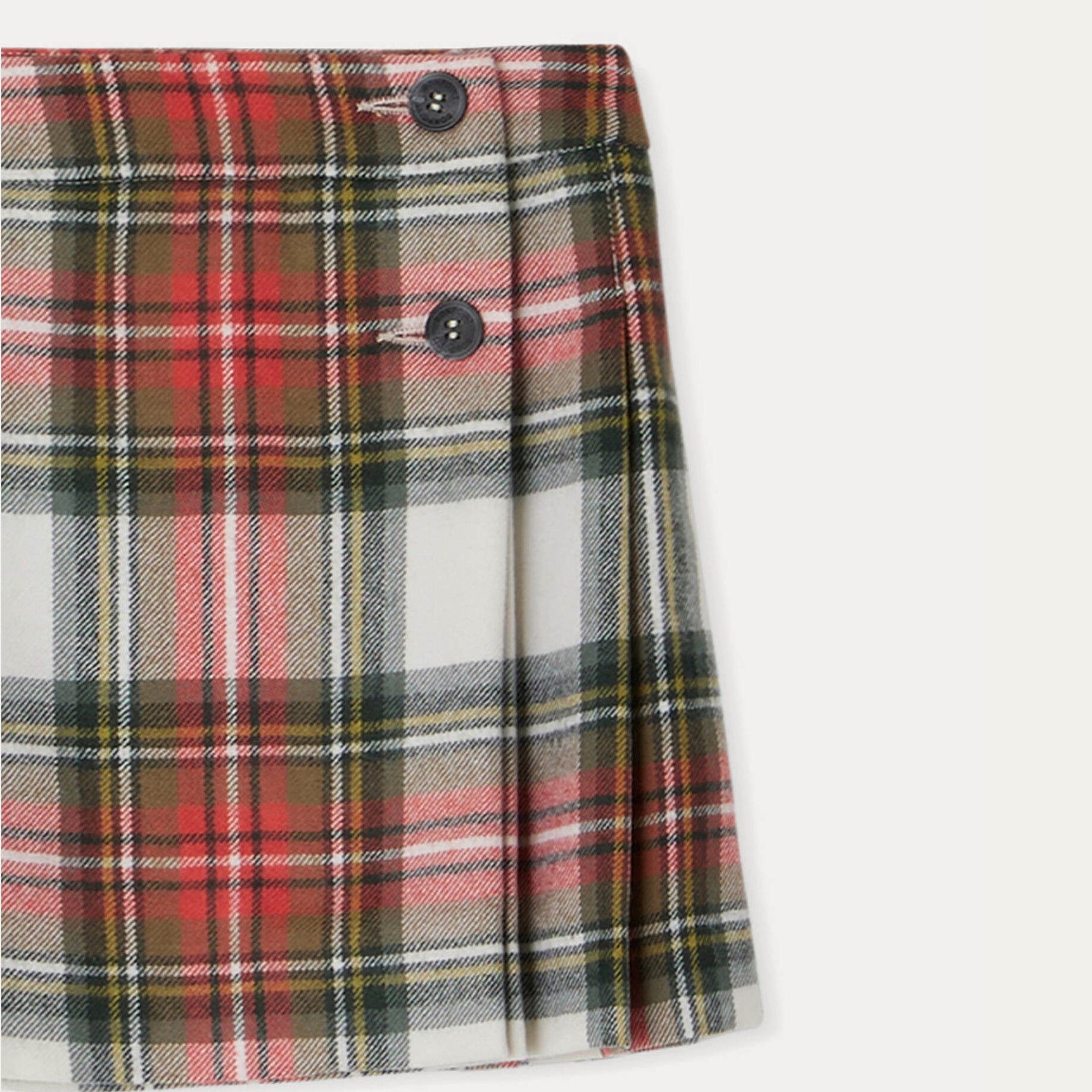 Girls Multicolor Check Wool Skirt