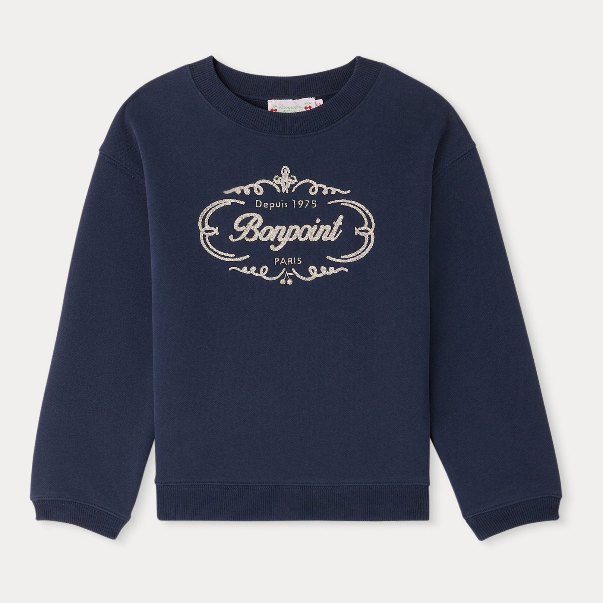 Girls Navy Logo Cotton Sweatshirt