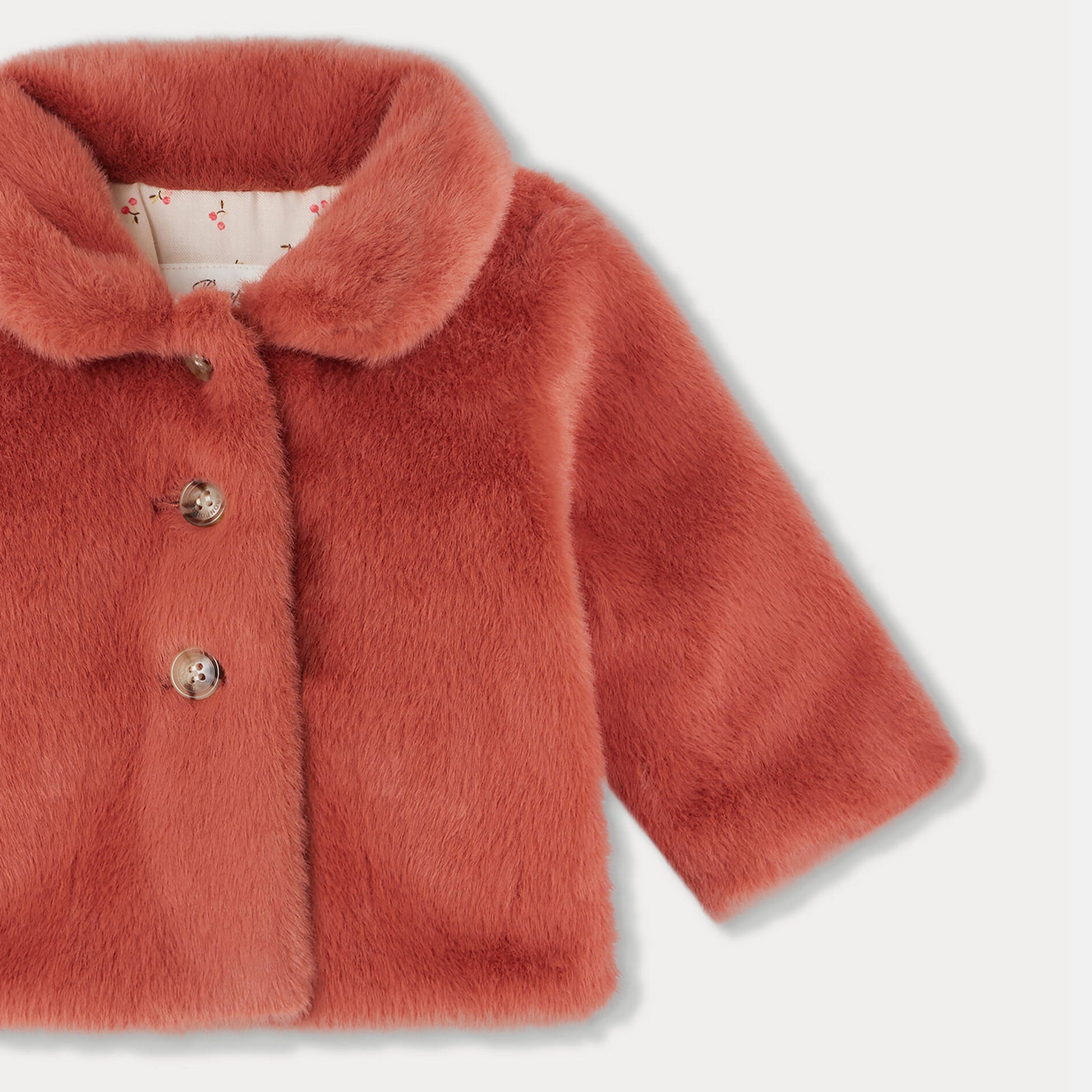 Baby Girls Brick Faux Fur Coat