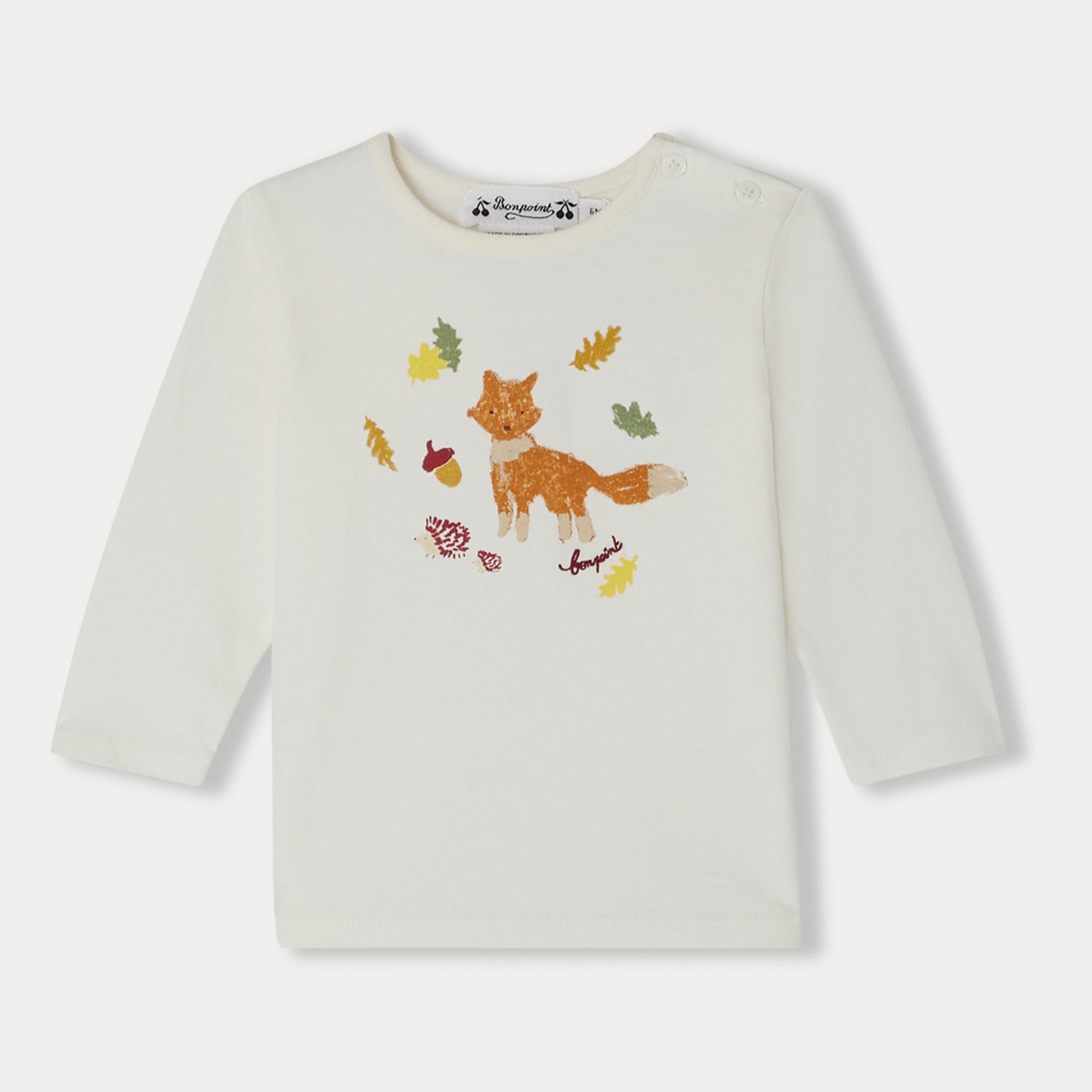 Baby Boys & Girls White Printed Cotton T-Shirt