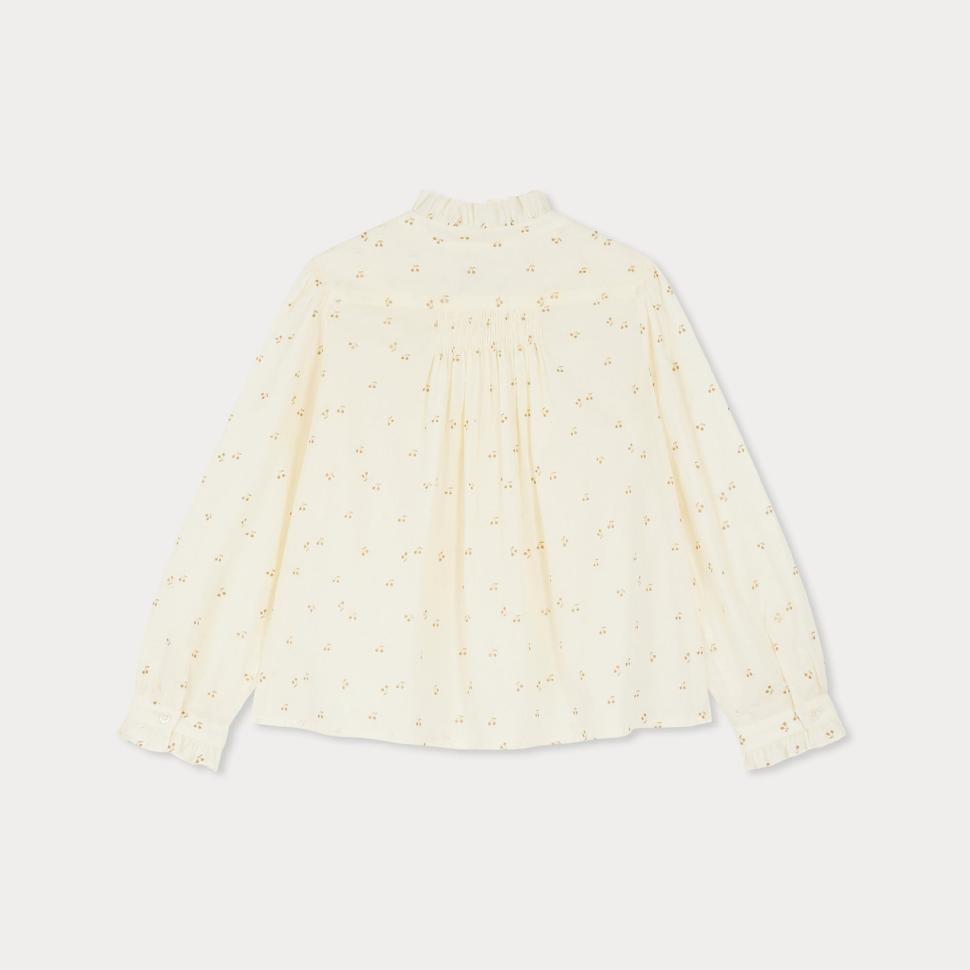 Girls Ivory Cherry Printed Cotton Blouse