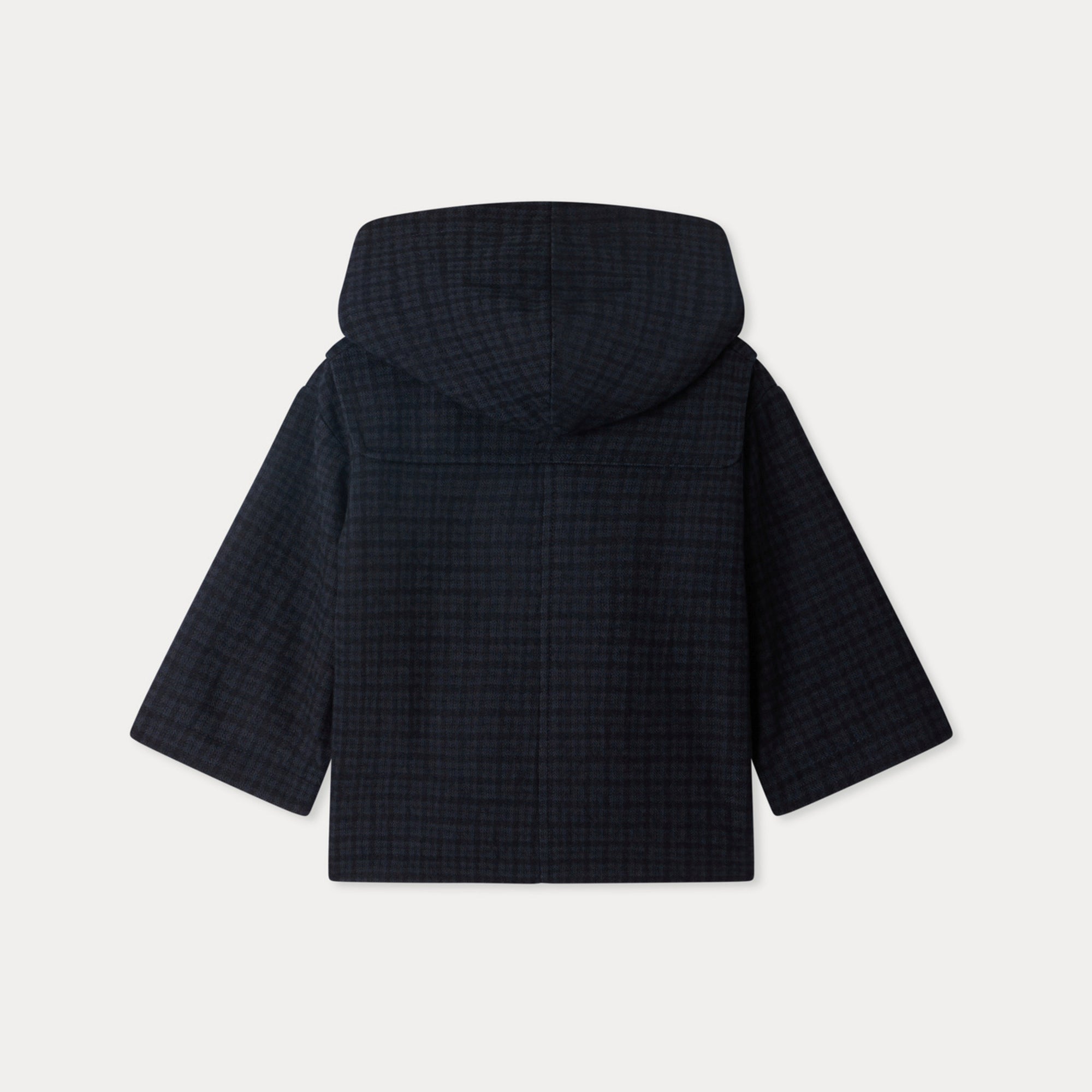 Baby Boys Navy Check Wool Coat