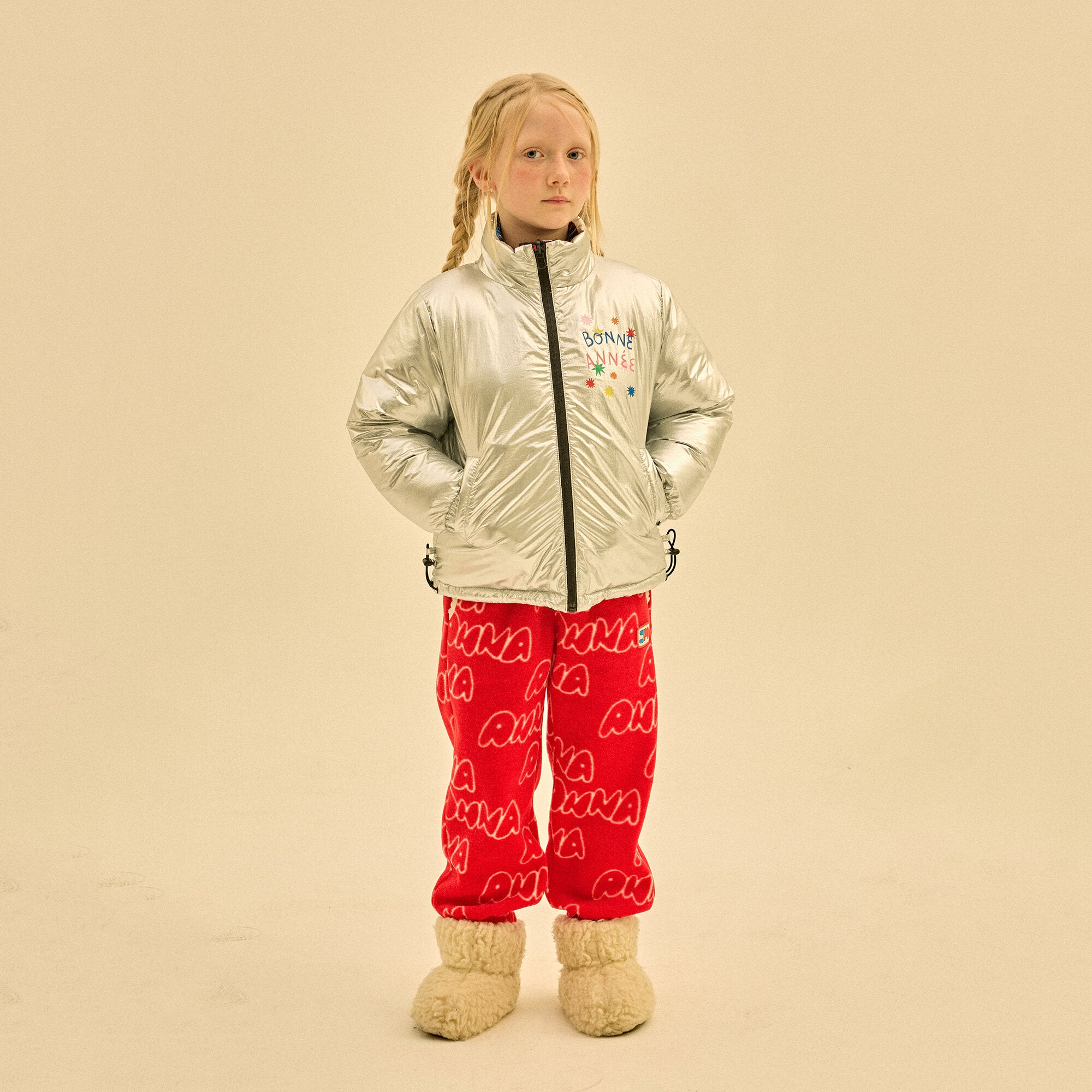 Boys & Girls Silver Reversible Padded Down Jacket