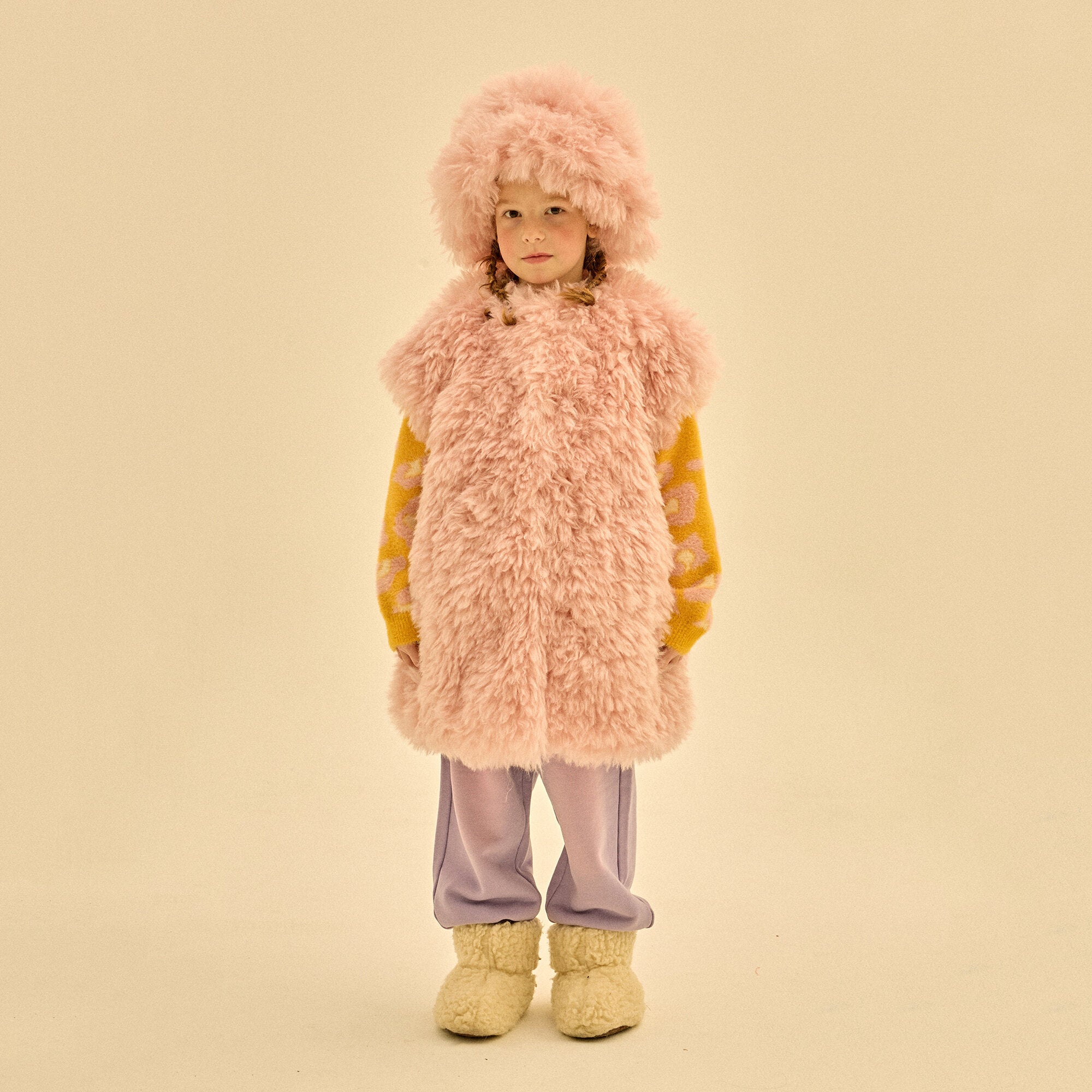 Girls Pink Plush Gilet