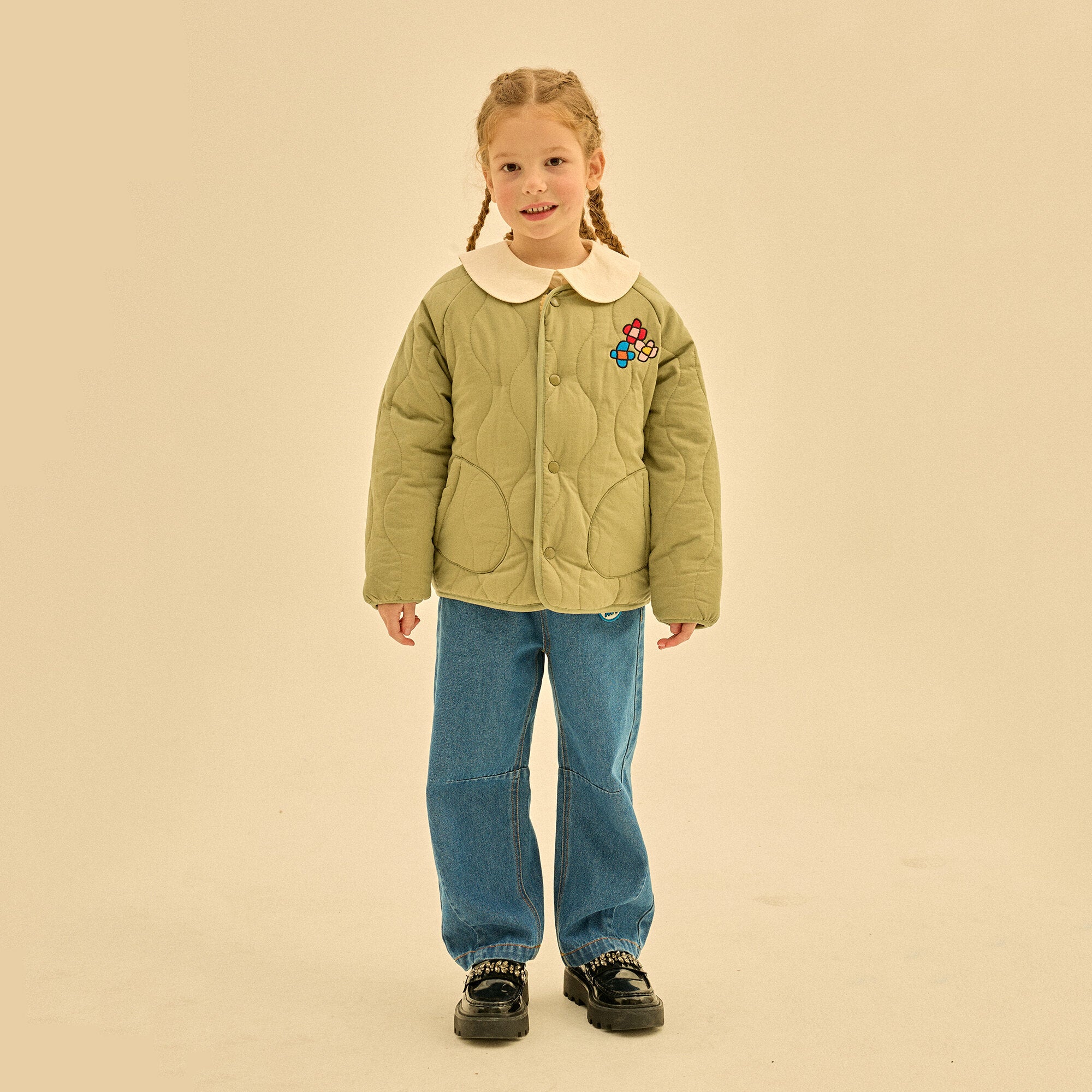 Boys & Girls Khaki Reversible Padded Jacket