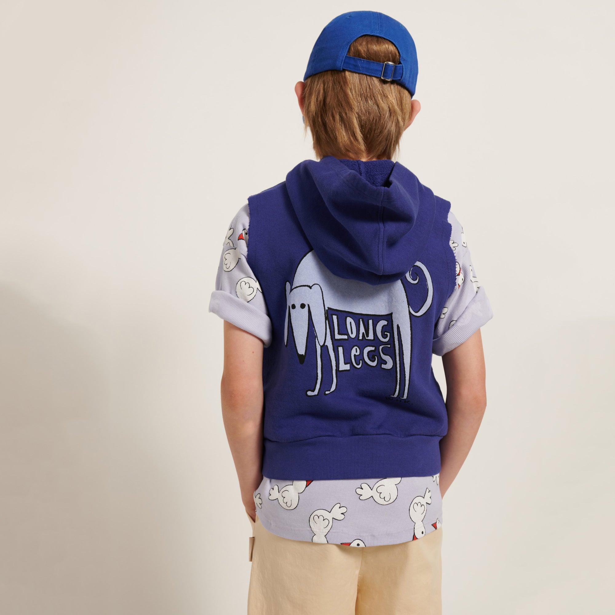 Boys & Girls Blue Cotton Hooded Vest