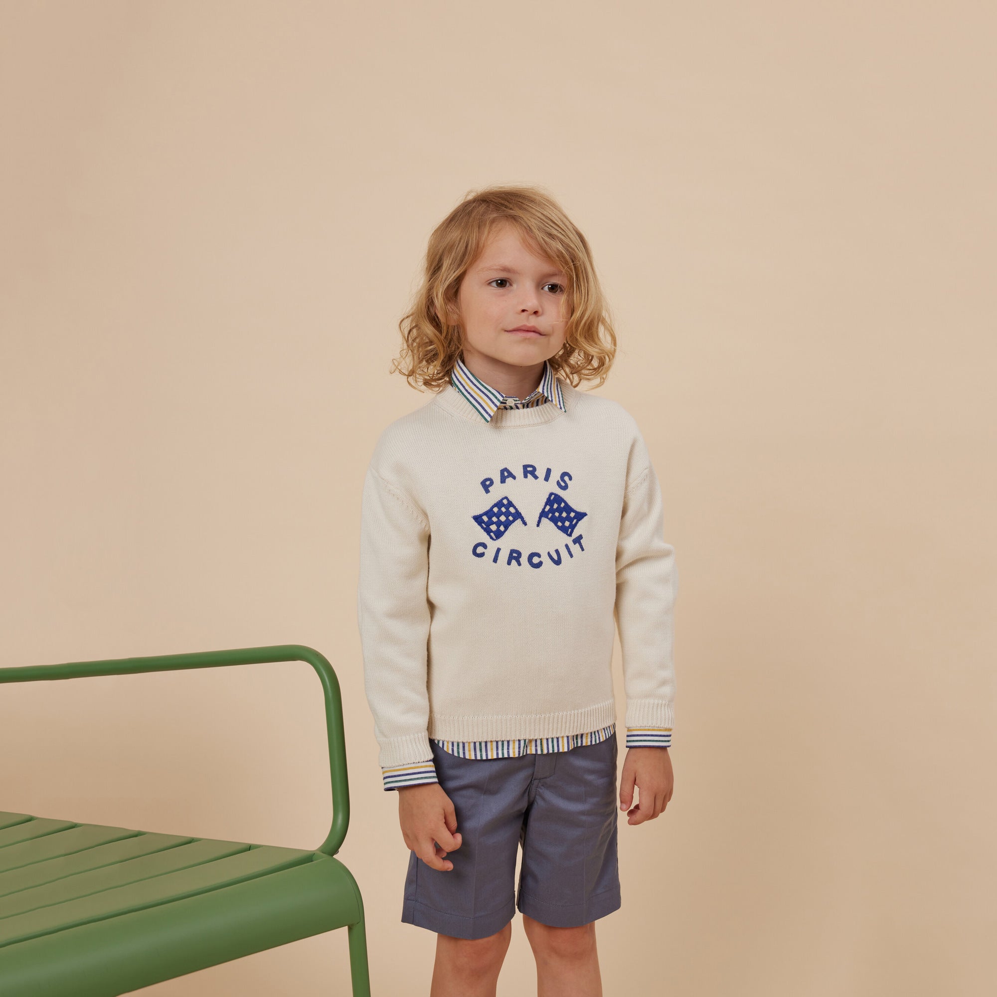 Boys & Girls White Embroidered Sweater