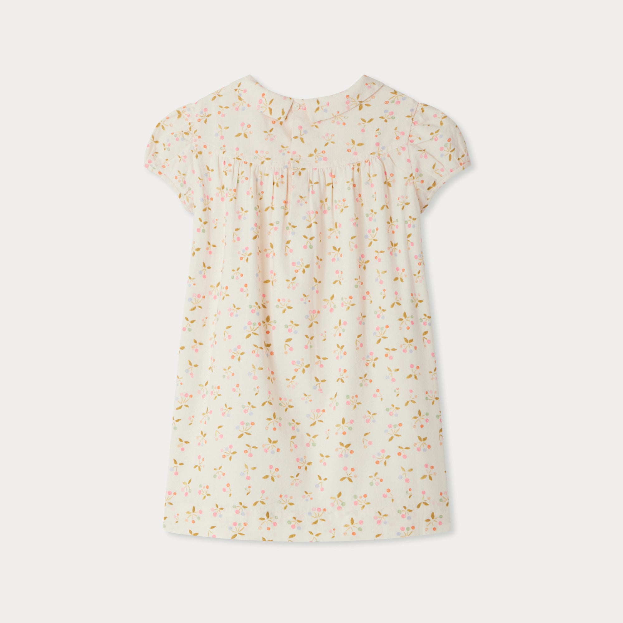 Girls Ivory Cherry Printed Cotton Dress