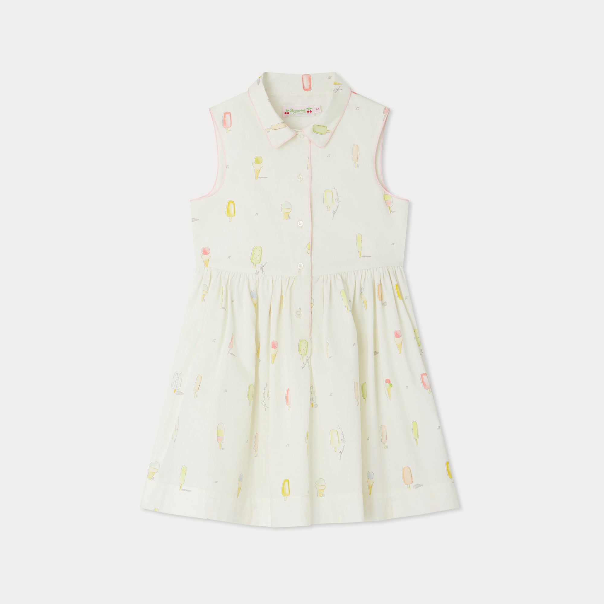 Girls Ivory Printed Cotton Dress