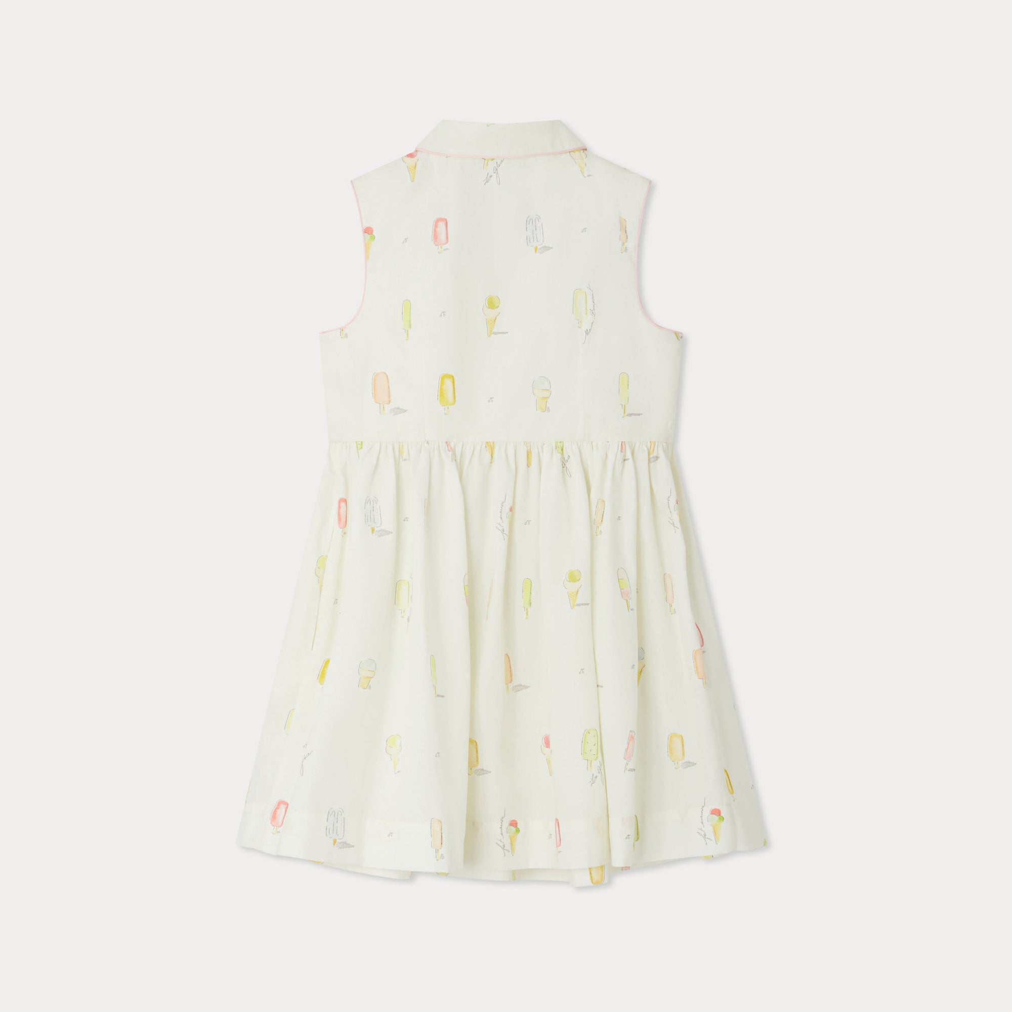 Girls Ivory Printed Cotton Dress