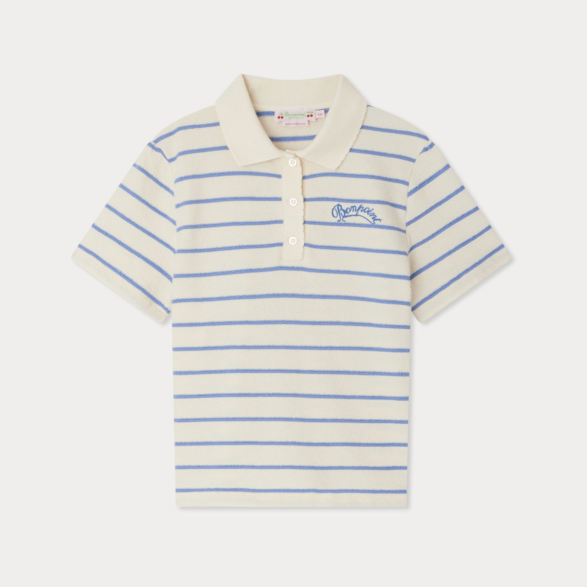 Girls Blue Stripes Cotton Polo Shirt