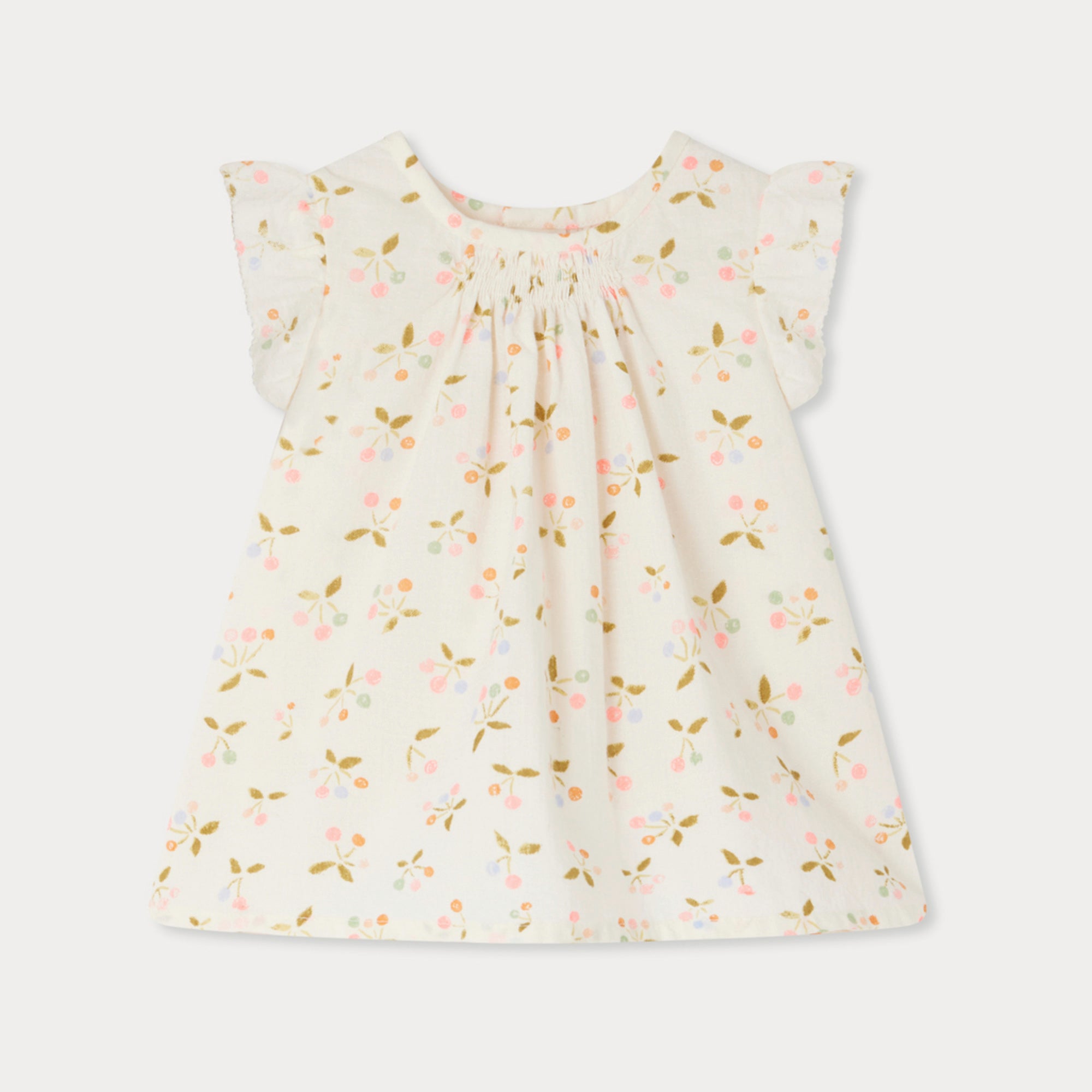 Baby Girls Ivory Cherry Printed Cotton Blouse