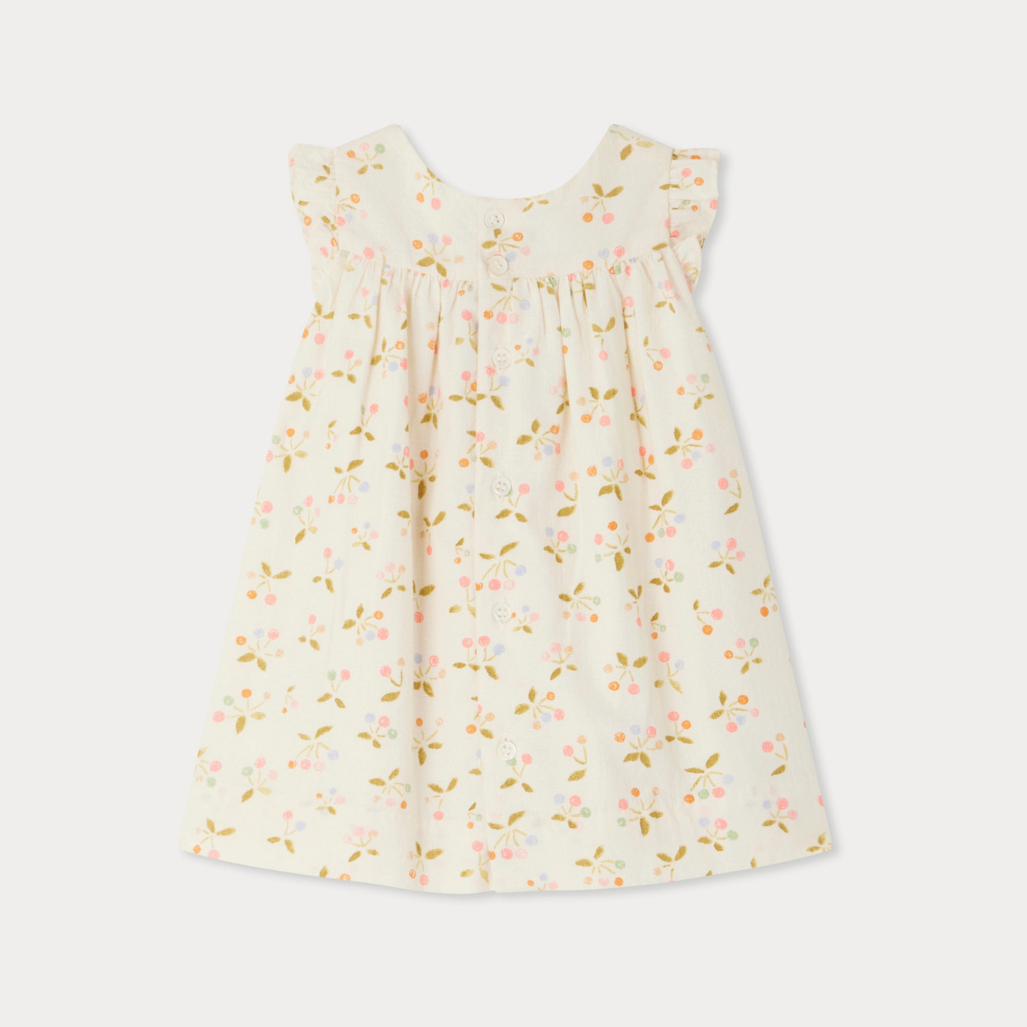 Baby Girls Ivory Cherry Printed Cotton Dress