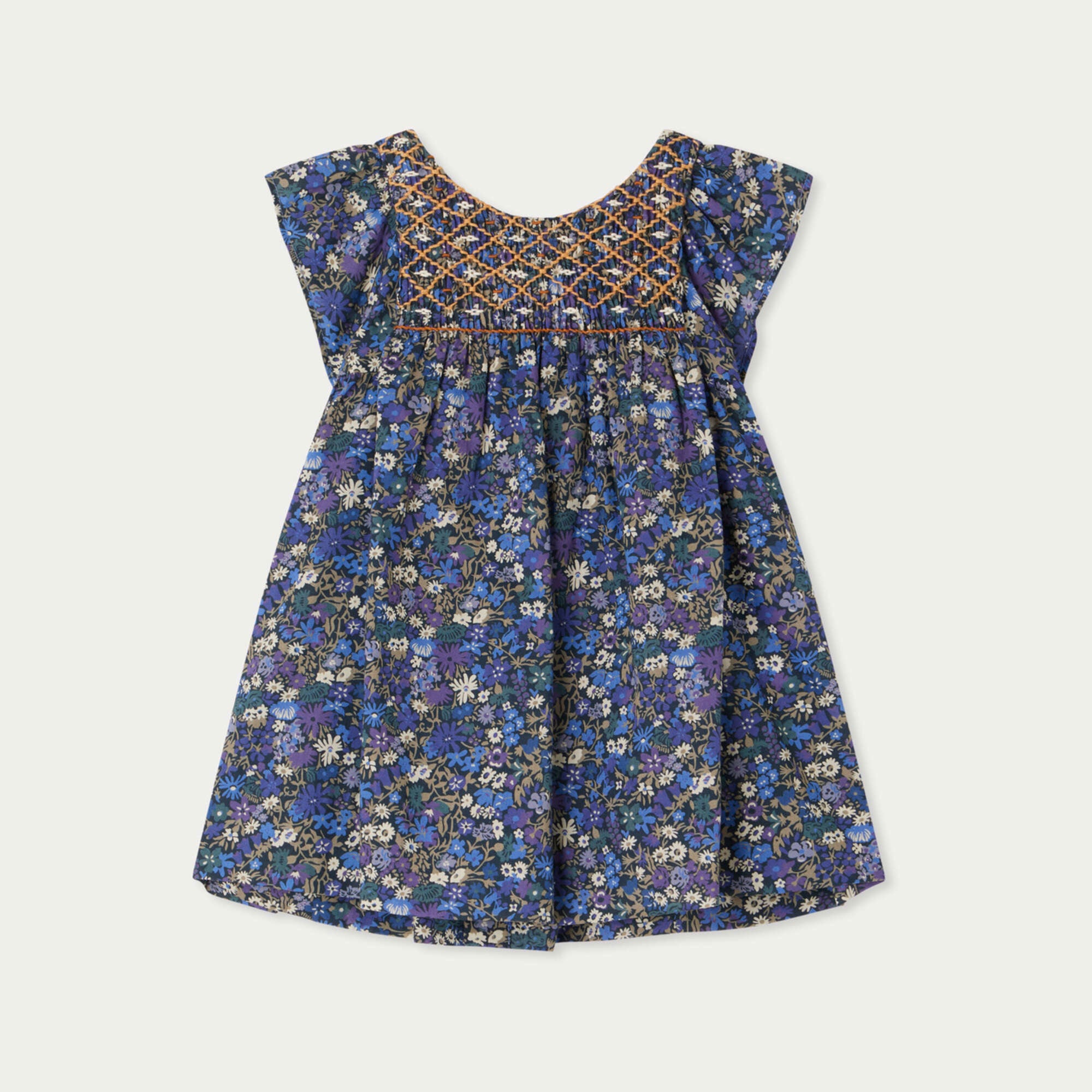 Baby Girls Blue Floral Cotton Dress