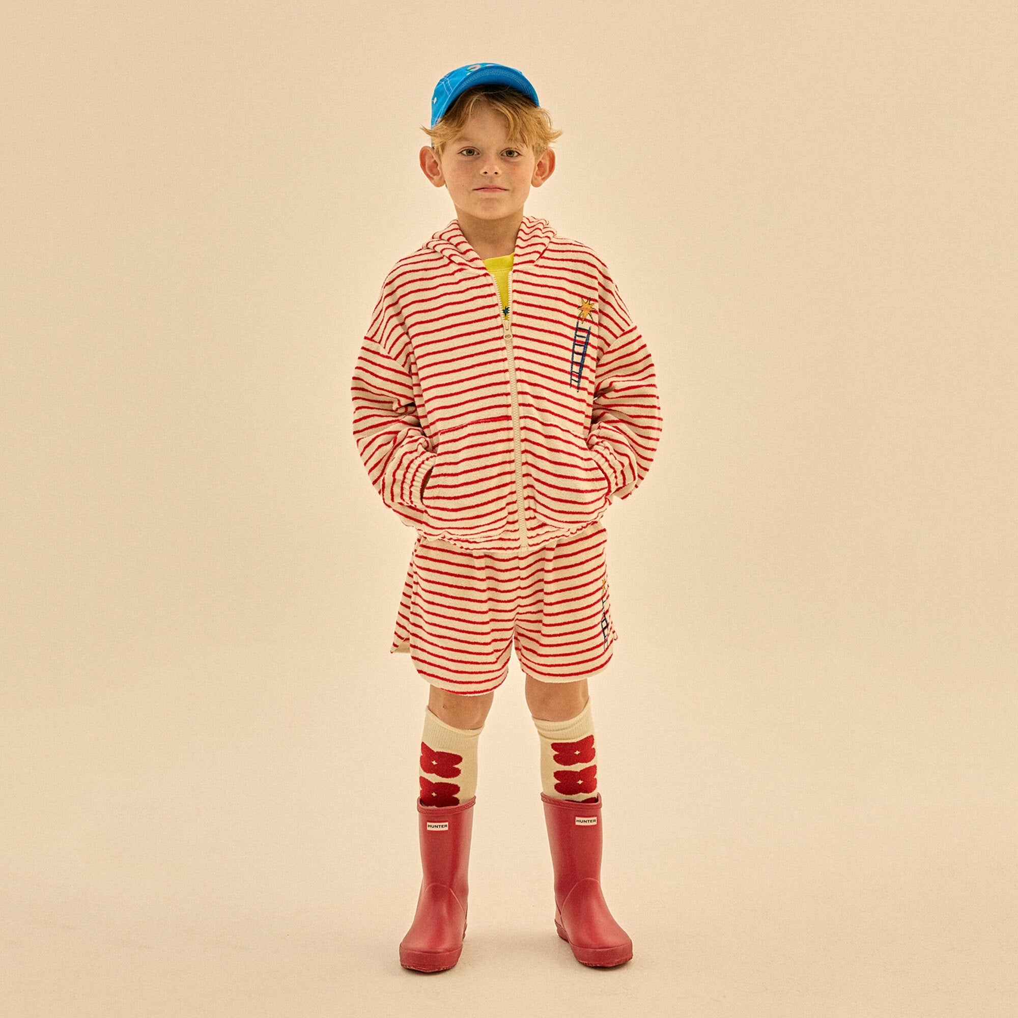 Boys & Girls Red Stripes Cotton Shorts