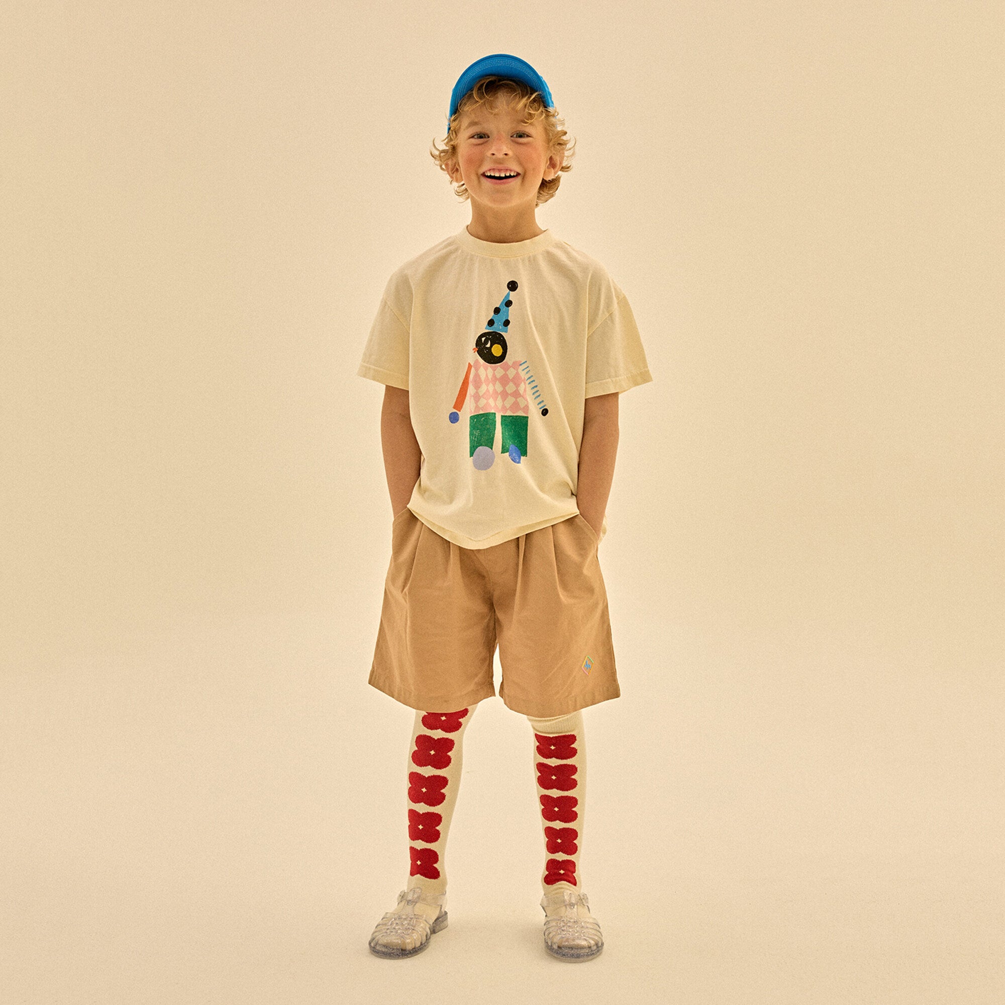 Boys & Girls Ivory Printed Cotton T-Shirt