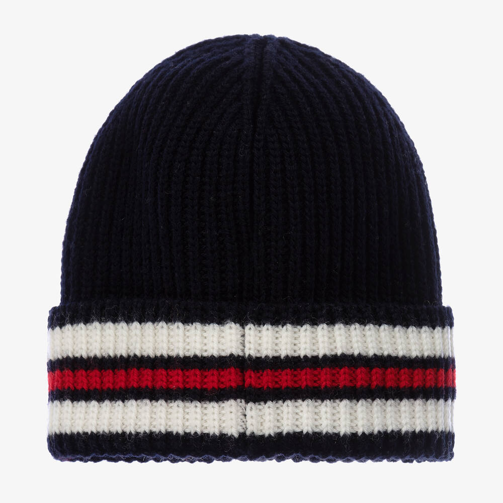 Baby Boys Navy Logo Wool Hat