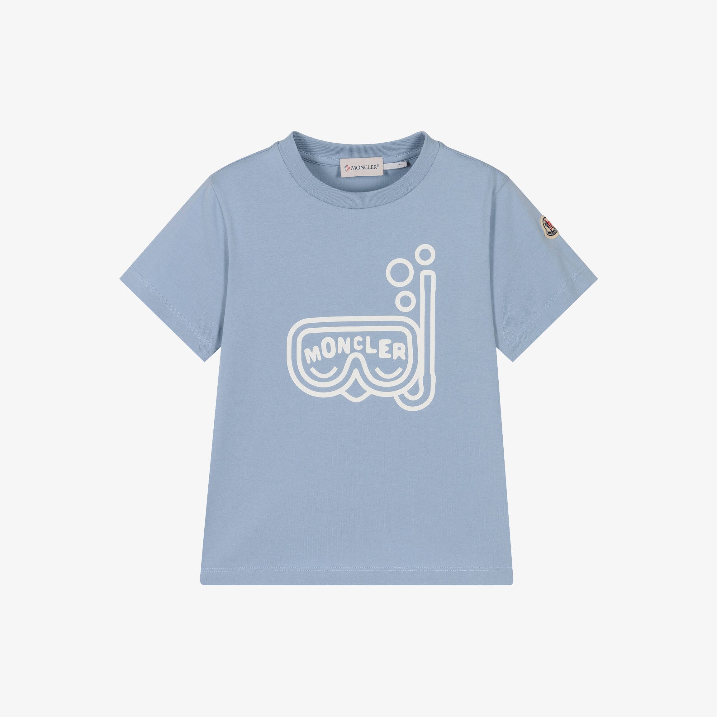 Boys Blue Printed Cotton T-Shirt