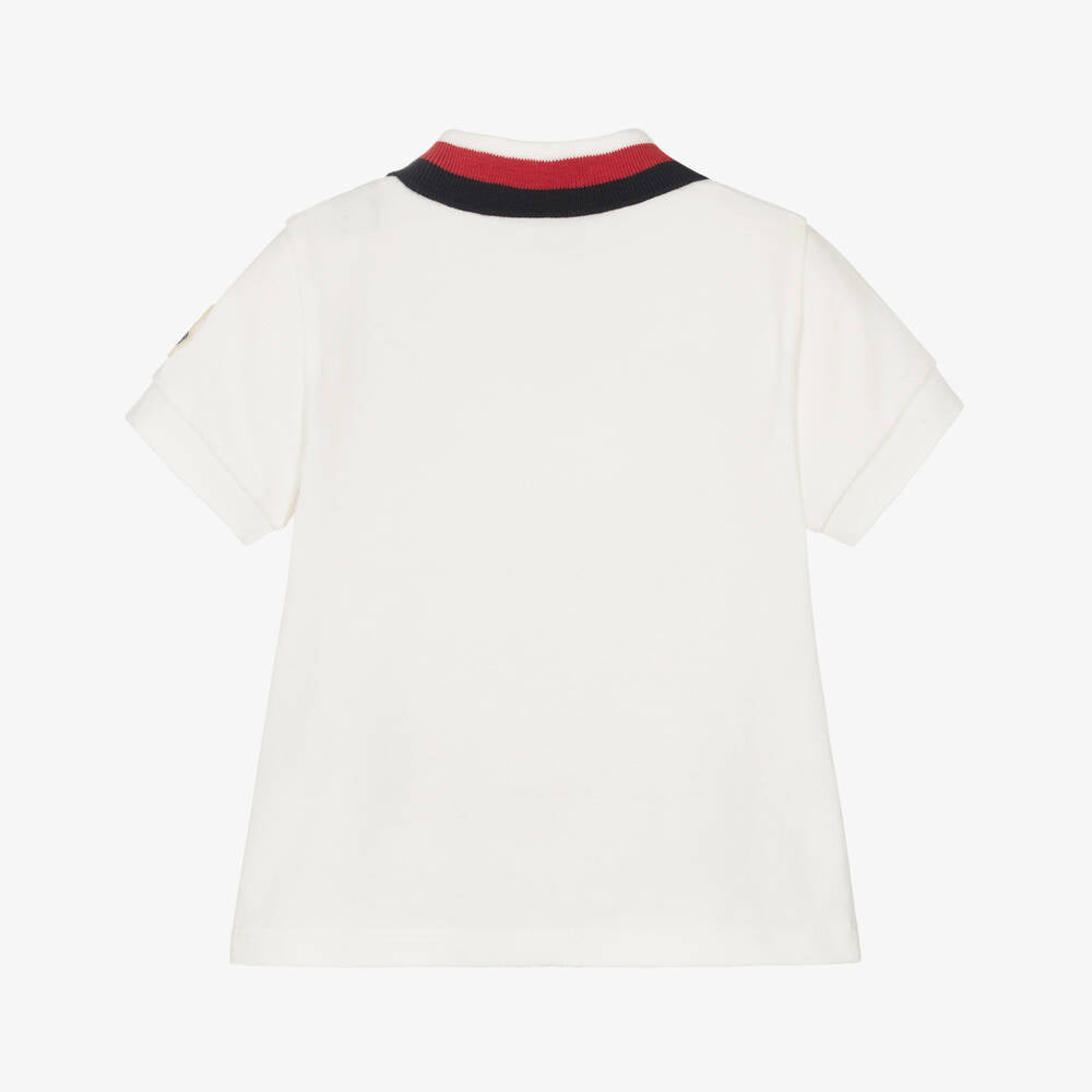 Baby Boys White Cotton Polo Shirt