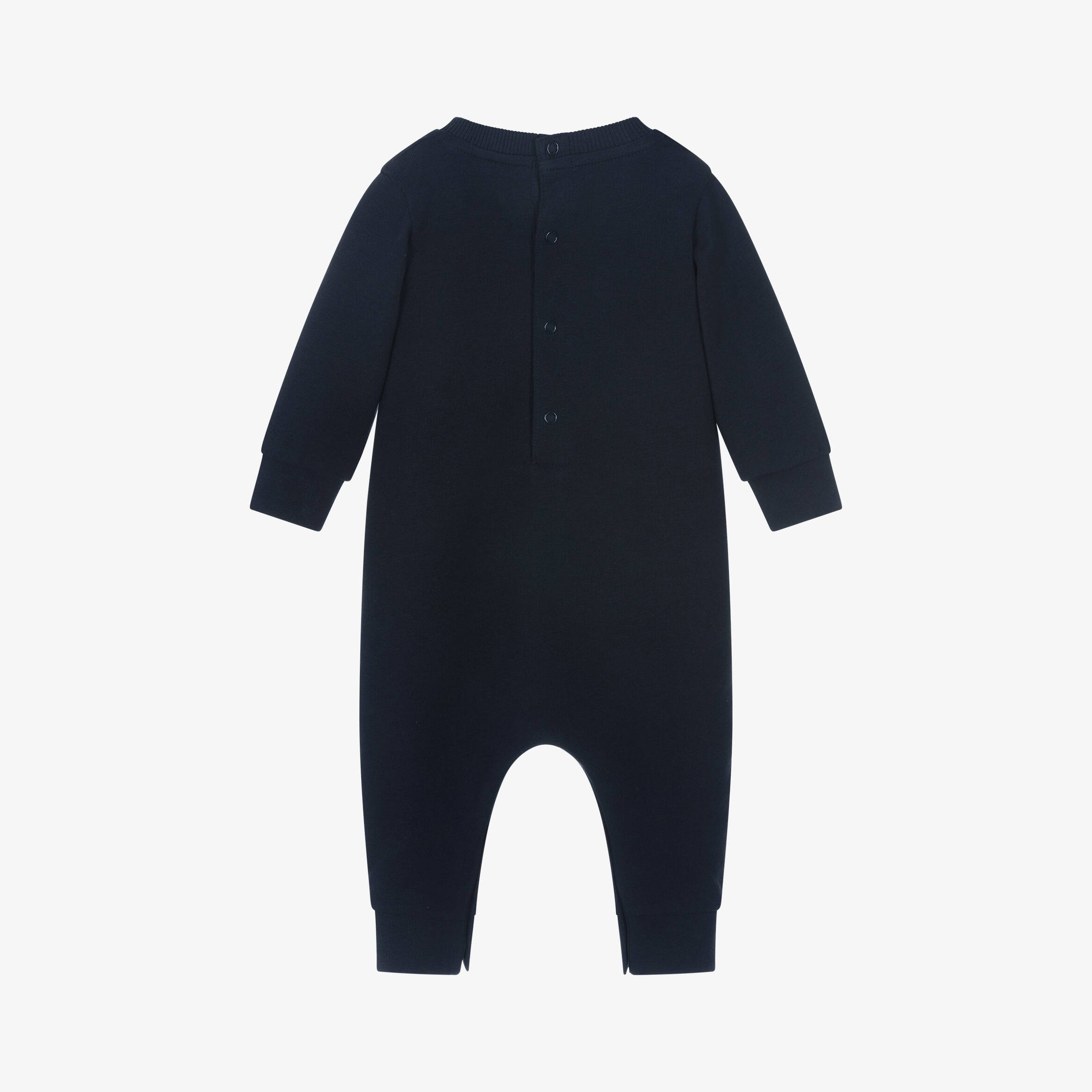 Baby Boys & Girls Navy Logo Cotton Babysuit