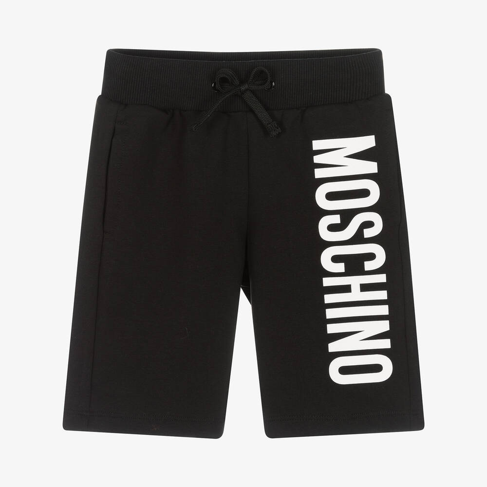 Boys Black Logo Cotton Shorts