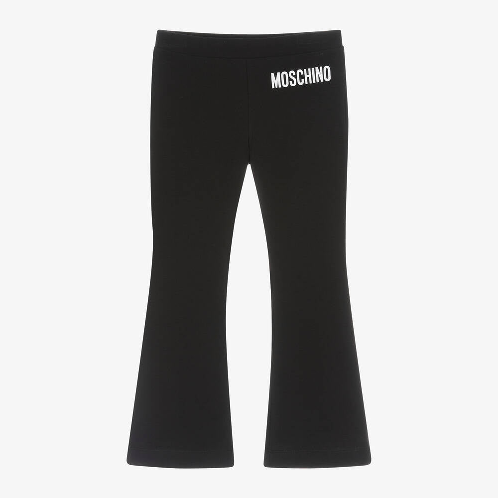 Girls Black Cotton Flared Trousers